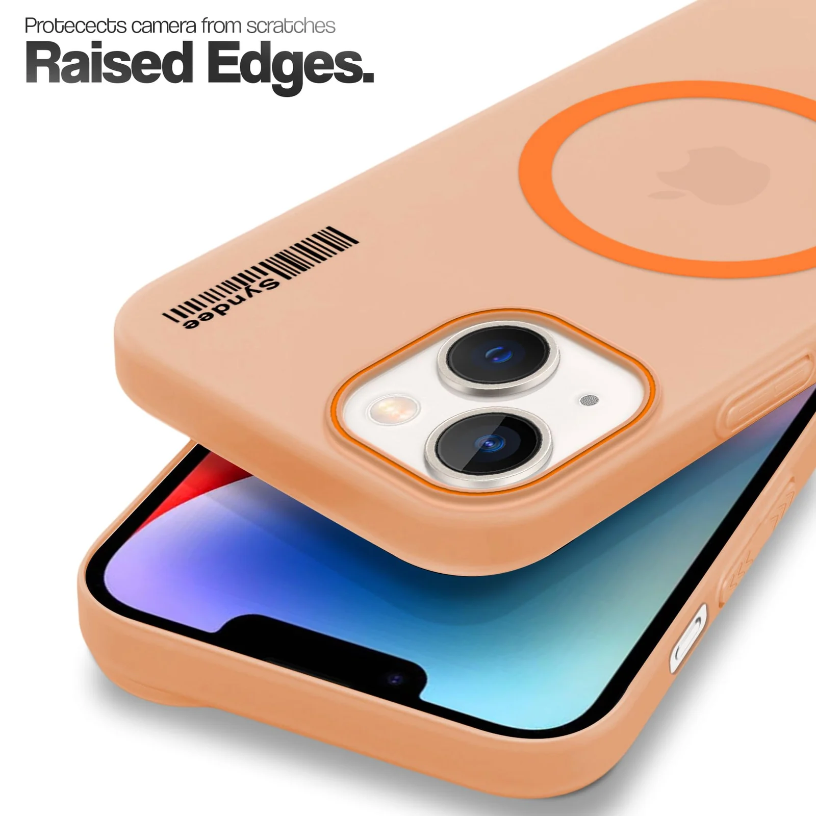 DL3 Mobilak Matte MagSafe-Compatible Magnetic Case for iPhone 15 6.1 Inch with Camera Protection and Ring Holder - Orange