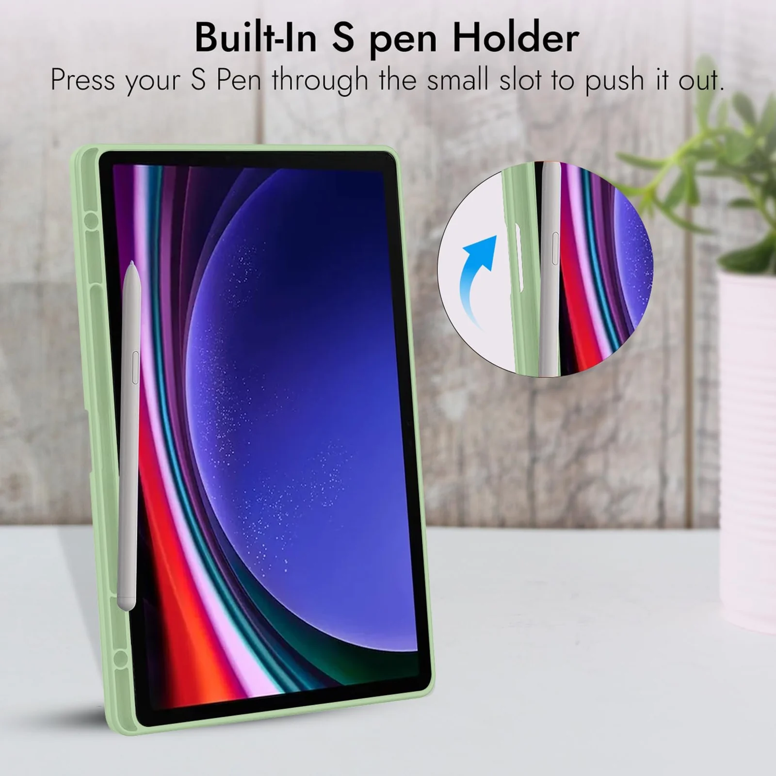 DL3 Mobilak Case for Samsung Galaxy Tab S9+ Plus/Galaxy Tab S9 FE+ Plus 12.4 Inch 2023 with S Pen Holder, Soft TPU Tri-Fold Stand Protective Tablet Cover, Auto Wake/Sleep - Mint Green