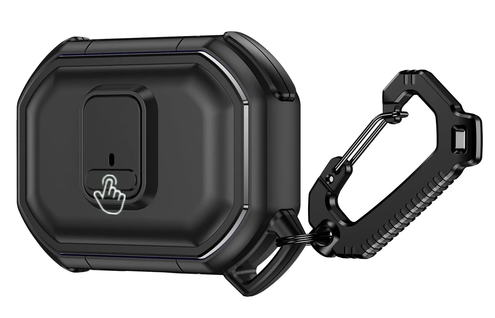 DL3 Mobilak Protective Case for AirPods Pro 2 [Front LED Visible] for Men with Lock, Military Armor Series Full-Body For 2022 AirPods Pro 2nd Generation Cover with Keychain - A. Black