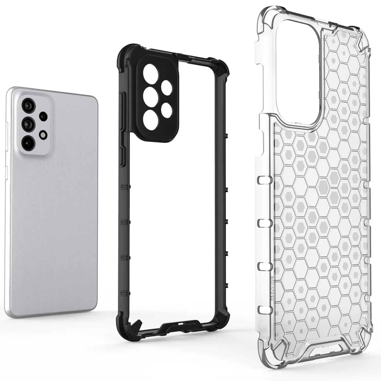 DL3 Mobilak Honeycomb Protective Case for Samsung Galaxy A72, Shock-absorbing protection, Transparent design, Slim, lightweight profile - Clear