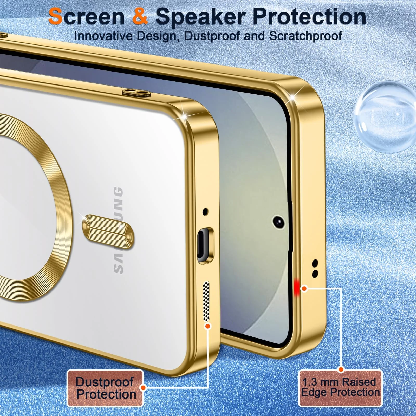 DL3 Mobilak Clear MagSafe-Compatible TPU Case and Camera Lens Protector for Samsung Galaxy S25 Ultra - Gold