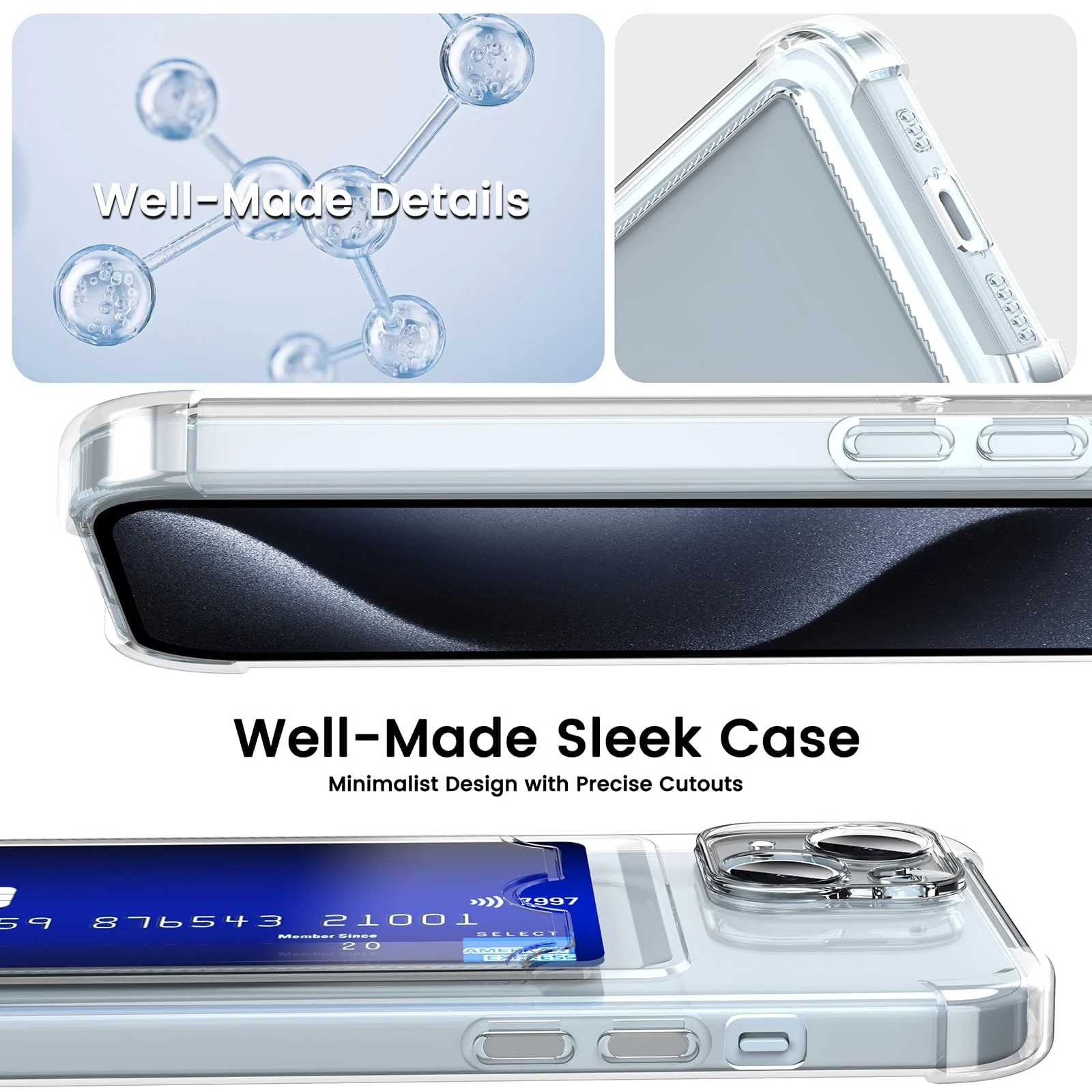 DL3 Mobilak Leather Wallet Case for iPhone 13 6.1-Inch, Supports wireless charging, Camera protection, Shock-absorbing protection - Clear