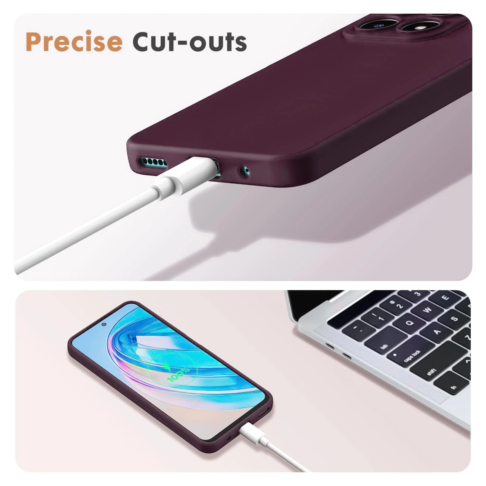 DL3 Mobilak Liquid Silicone Protective Case with Soft Microfiber Lining with Full Camera Protection for Honor X8A - Wine Red