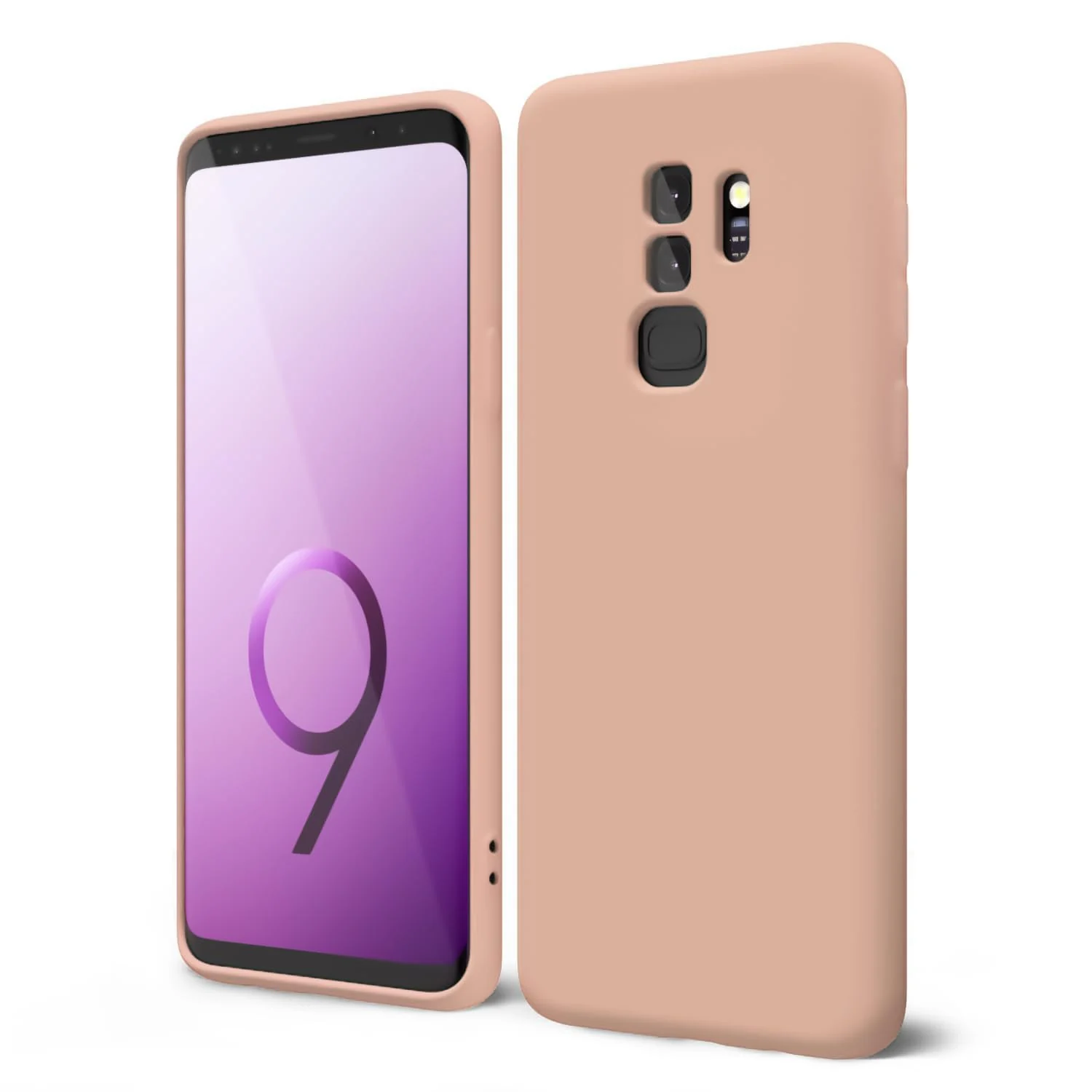 DL3 Mobilak Liquid Silicone Protective Case with Soft Microfiber Lining with Full Camera Protection for Samsung Galaxy S9 Plus - Light Orange