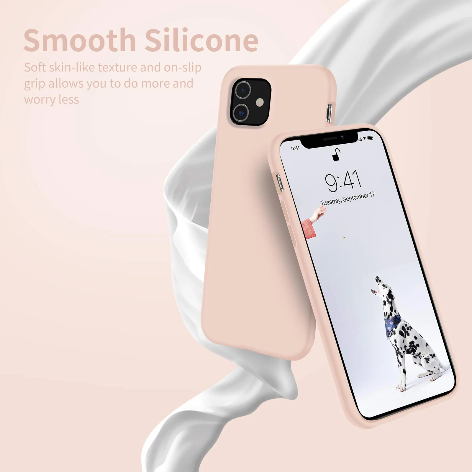 DL3 Mobilak Liquid Silicone Protective Case for iPhone 11 (6.1 Inch) with Camera Protection and Microfiber Lining - Pink Sand