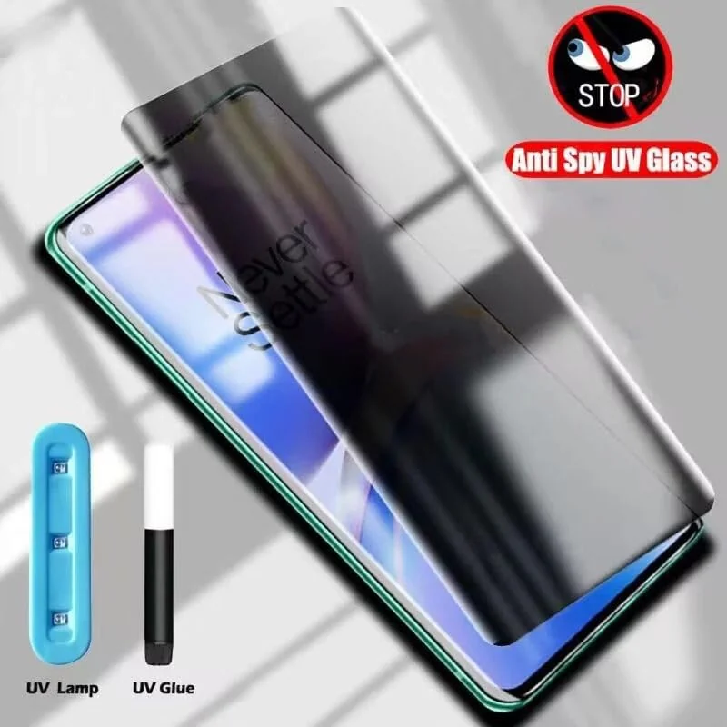 DL3 Mobilak Screen Protector for OnePlus 8 Pro Glass Fingerprint Reader Support 3D Curved Anti-Spy Tempered Glass Screen Protector - Privacy