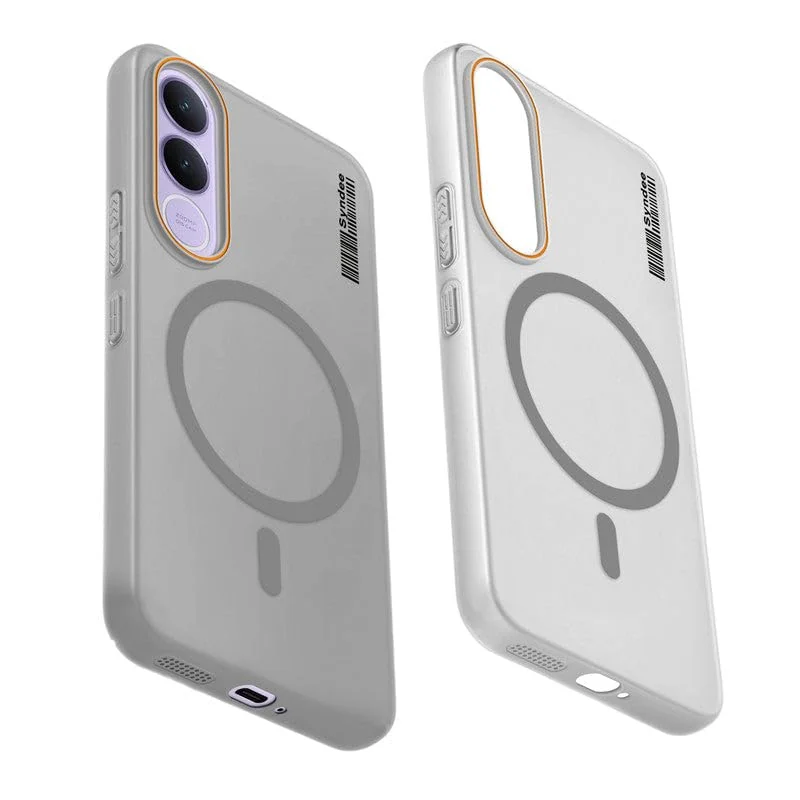 DL3 Mobilak Translucent Matte Case for vivo V70 FE, Compatible with MagSafe accessories, Shock-absorbing protection, Integrated ring holder - Gray