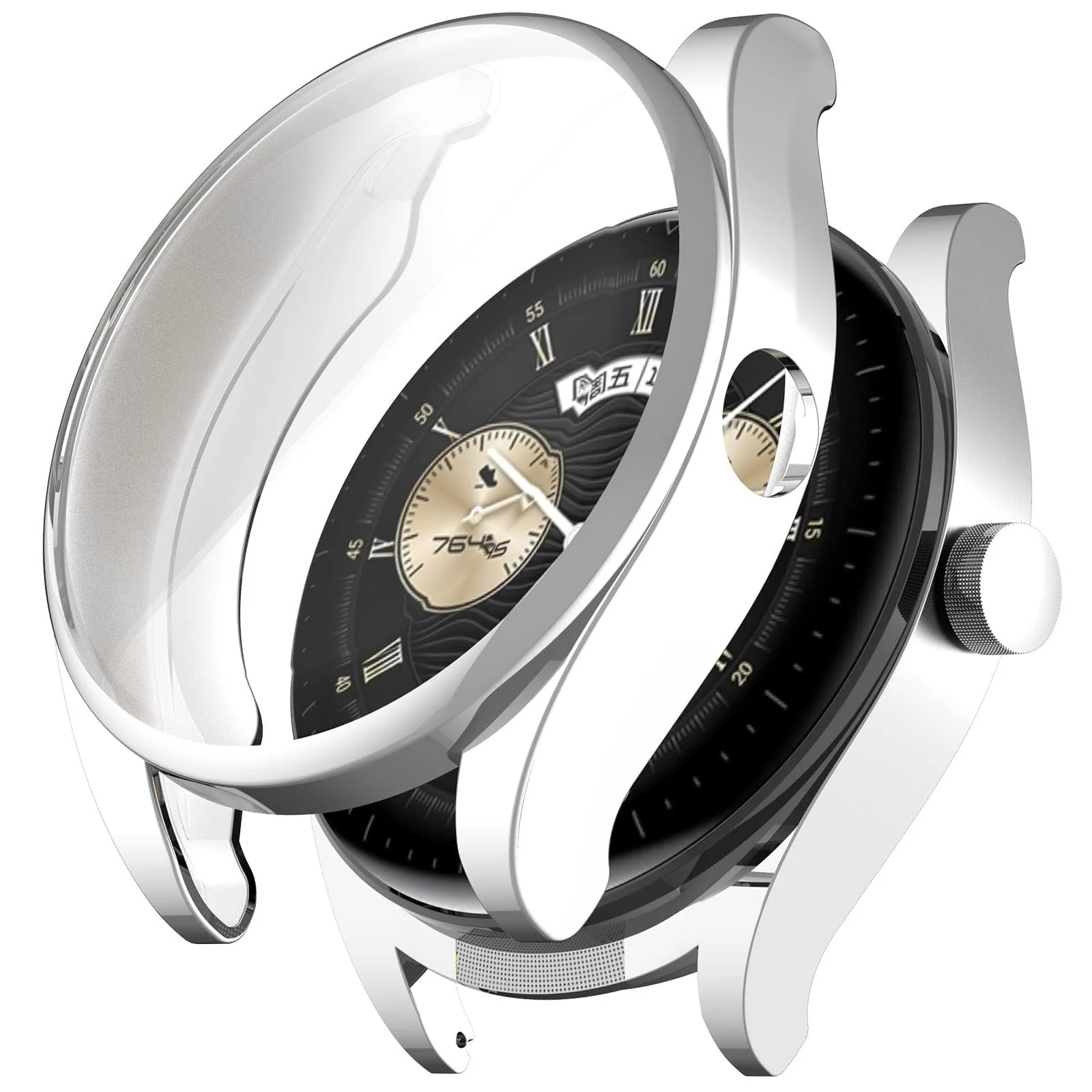 DL3 Mobilak Case Compatible for Huawei Watch Buds Screen Protector, Soft TPU Silicone Bumper Case Shockproof Scratch Resistant Full Coverage Shell Protective Case Cover for Huawei Watch Buds - Silver