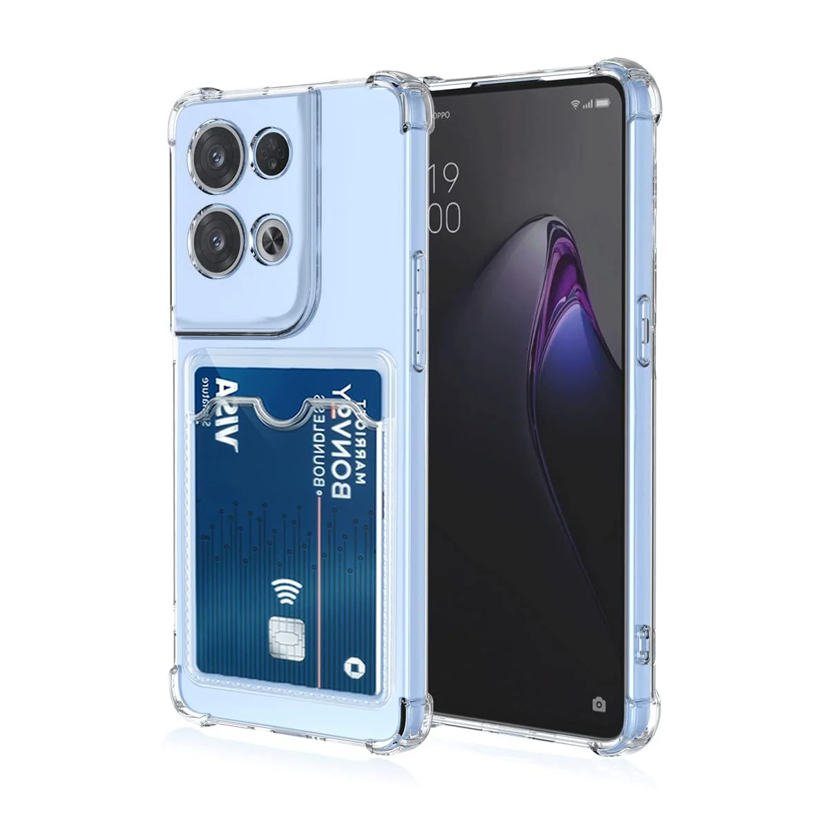 DL3 Mobilak Clear TPU Wallet Case with Card Slot and Camera Protection for OPPO Reno 8 Pro 5G / Reno 8 Pro Plus+ - Transparent