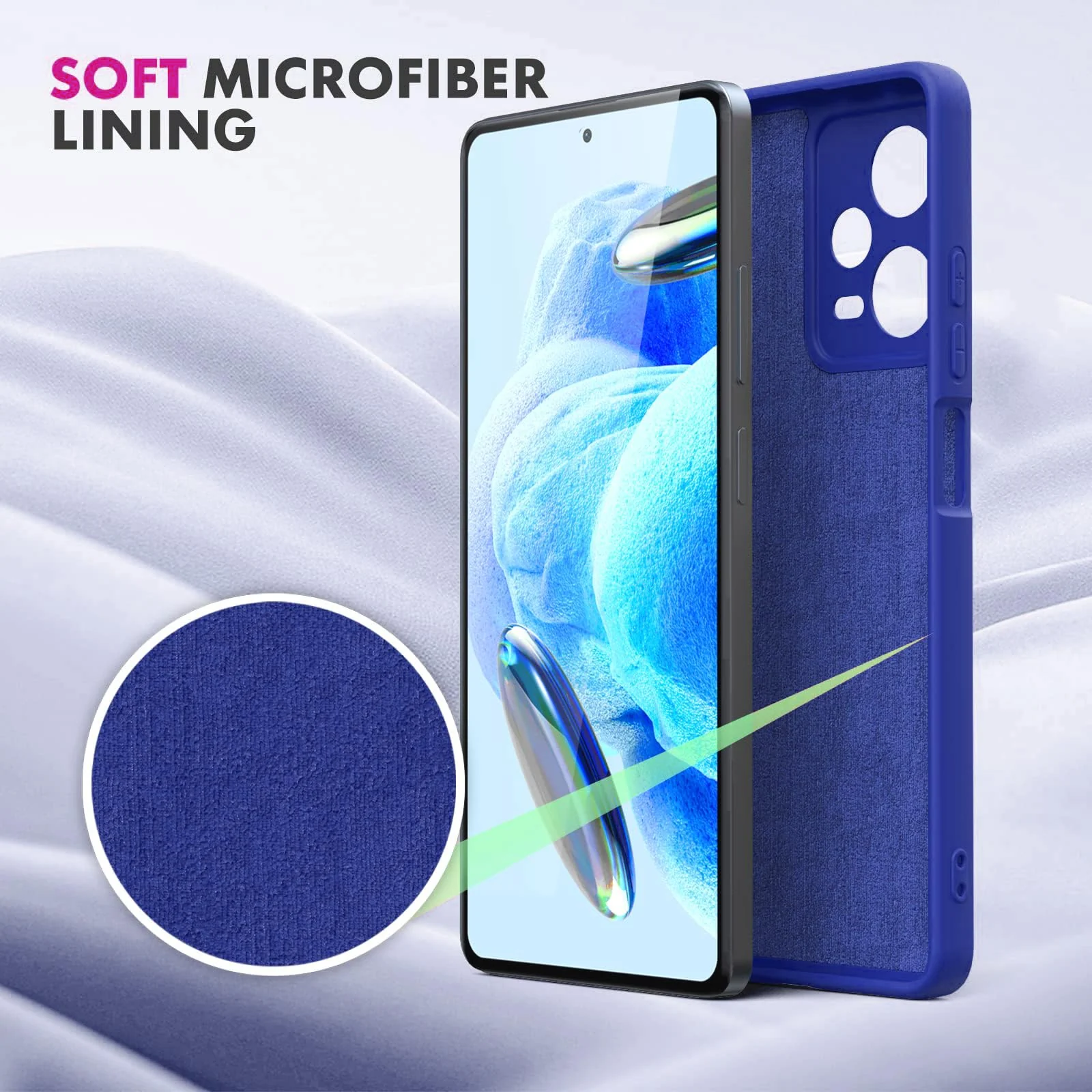 DL3 Mobilak Liquid Silicone Protective Case with Soft Microfiber Lining with Full Camera Protection for Xiaomi Redmi Note 12 Pro Plus 5G - Pepsi