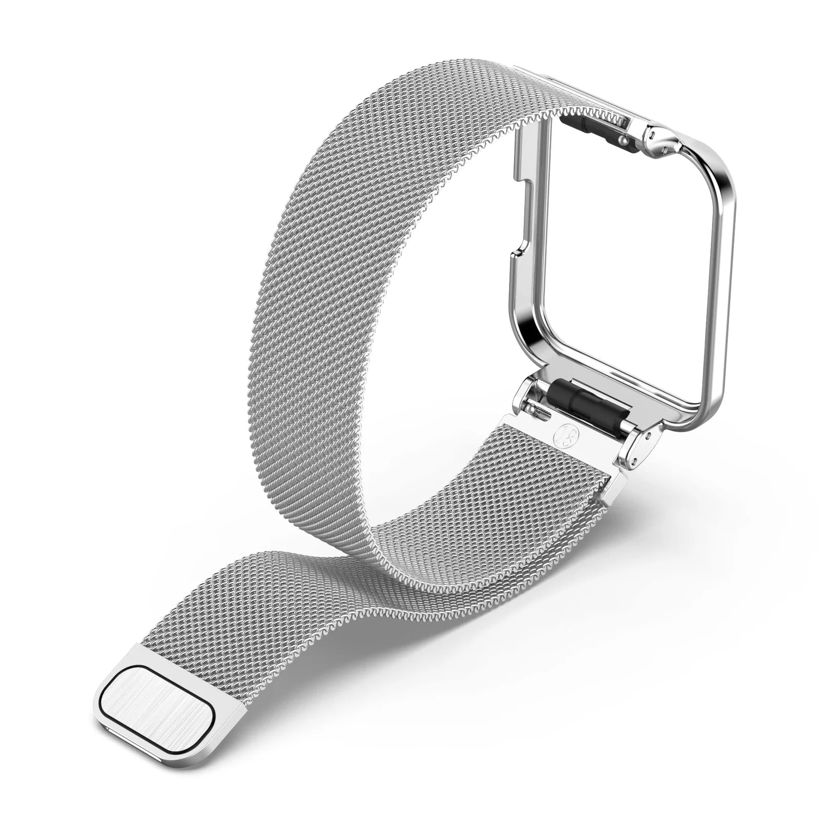 DL3 Mobilak Strap For Xiaomi Redmi Watch 2 Lite/Poco Watch/Redmi Watch 2 / Horloge 2, Magnetic Metal Stainless Steel Adjustable Wristbands Breathable Watch Band With Frame Metal - Silver