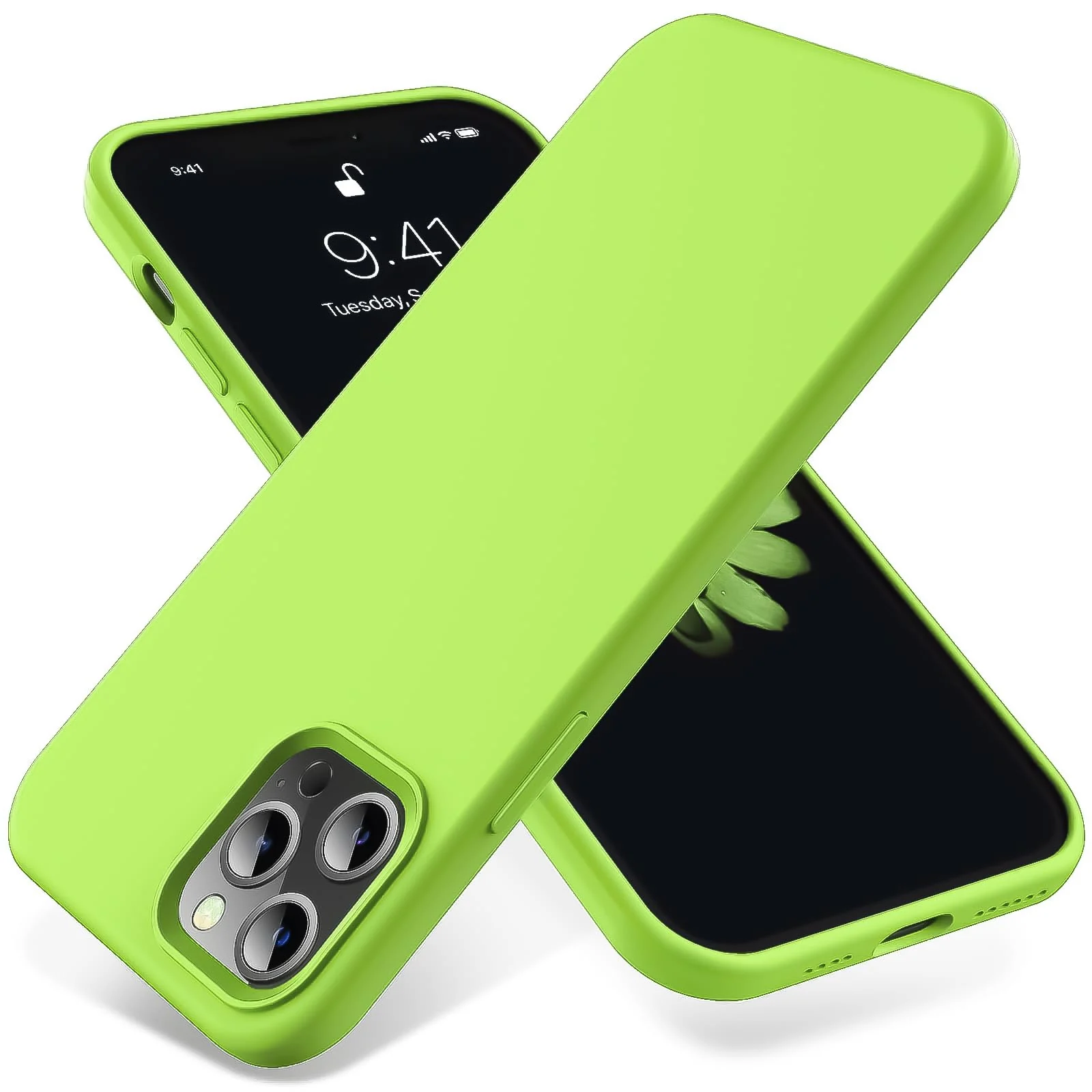 DL3 Mobilak Compatible with iPhone 14 Pro Max (6.7 Inch) Case, Liquid Silicone Case, Full Body Protective Cover, Shockproof, Slim Phone Case, Anti-Scratch Soft Microfiber Lining - Lemon
