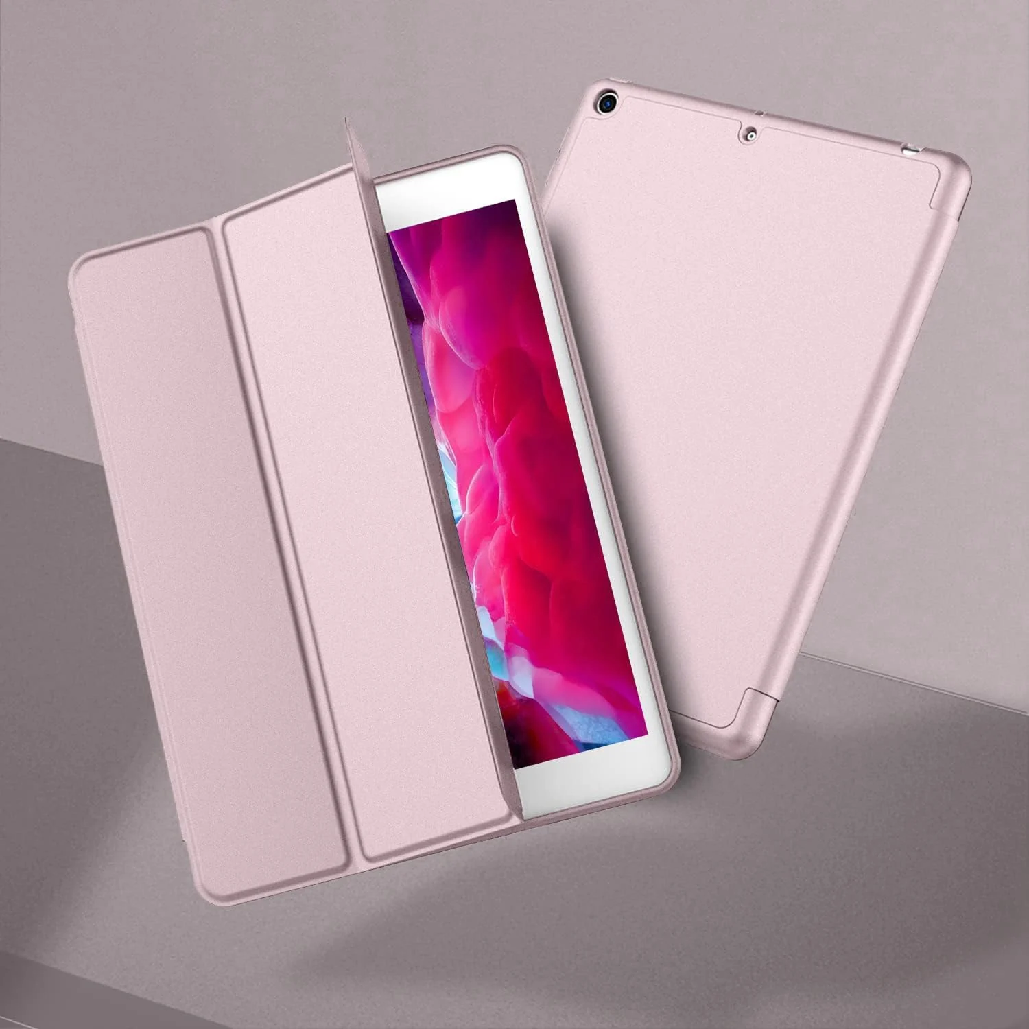 DL3 Mobilak Smart Case Compatible with Samsung Galaxy Tab A7 Lite 8.7 2021 (SM-T220/ T225/T227), Case Flip Cover Leather Case Soft TPU Back And Trifold Stand With Auto Sleep - Rose Gold