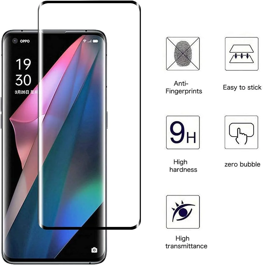 DL3 Mobilak Full Curved 5D Glass Screen Protector Full Glue For OPPO Find X3 Pro - Black