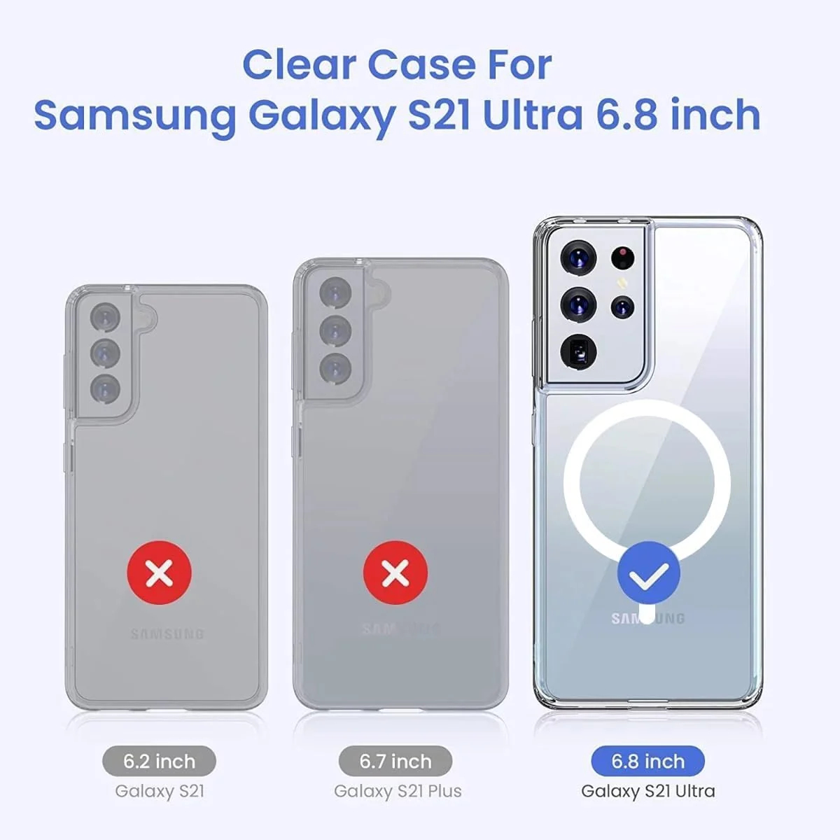 DL3 Mobilak for Samsung Galaxy S21 Ultra Case [Compatible with MagSafe] [Strong Magnet] [Non-Yellowing] Magnetic Slim Thin Bumper Phone Cover, Lightweight, and Durable - Clear