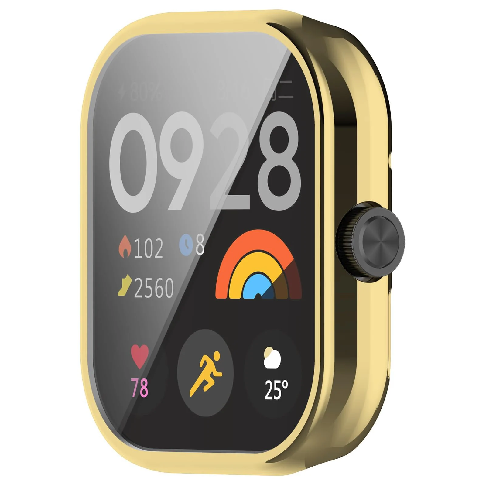 DL3 Mobilak Case Compatible with Xiaomi Redmi Watch 4 Case All-Around with Built-in Screen Protector Watch Soft TPU Shockproof Cover Slim Guard Thin Bumper Shell Protector - Gold