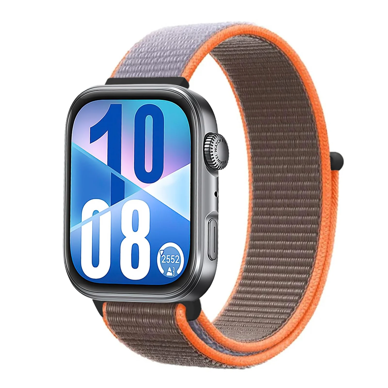 DL3 MOBILAK Elastic Nylon Watch Strap for Huawei Watch Fit 3 / Fit 4 / Fit 4 Pro / Fit 5 / Fit 5 Pro, Gray*Orange