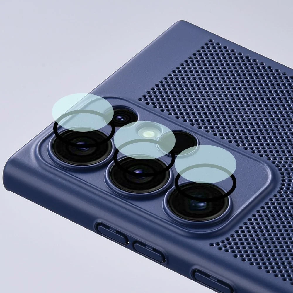 DL3 Mobilak Heat-Dissipation Hard PC Case with Built-In Camera Lens Protector for Samsung Galaxy S24 Ultra - Blue