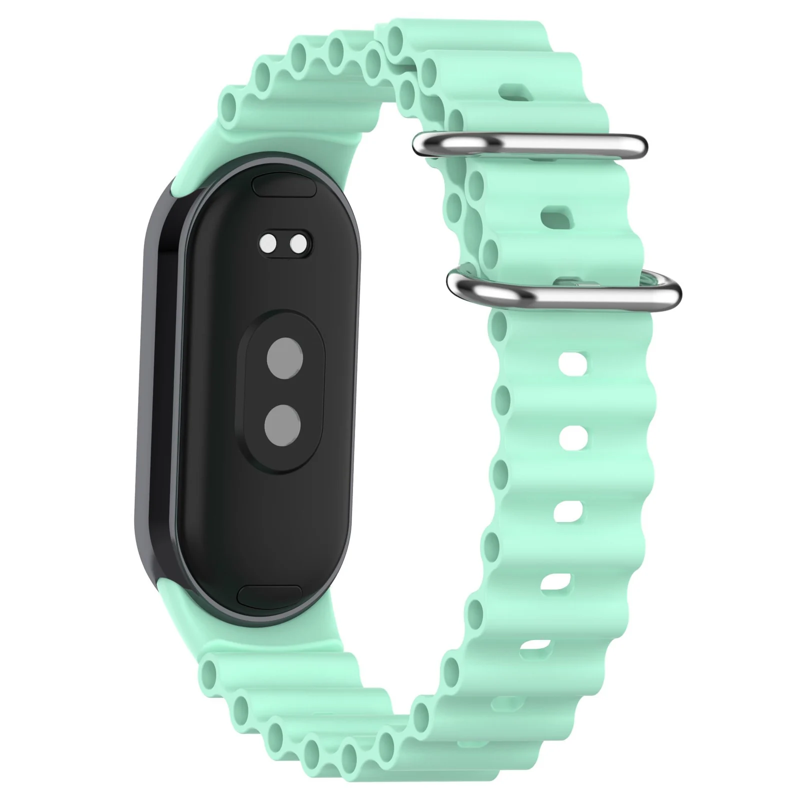 DL3 Mobilak Ocean Band for Xiaomi Mi Band 9 / Xiaomi Mi Band 8, Adjustable Silicone Stretchy Sport Strap Women Men Replacement Wristband For Xiaomi Smart Band 8 / Xiaomi Smart Band 9 - Light Green