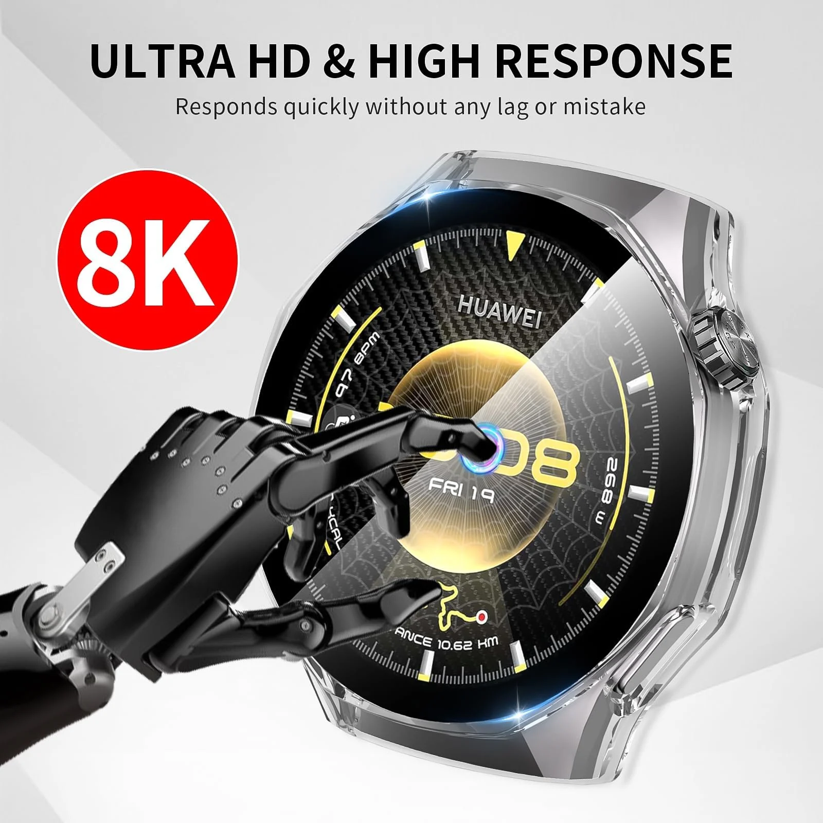 DL3 MOBILAK Full-Coverage Watch Case with Tempered Glass for Huawei Watch GT 6 Pro 46 mm, Clear