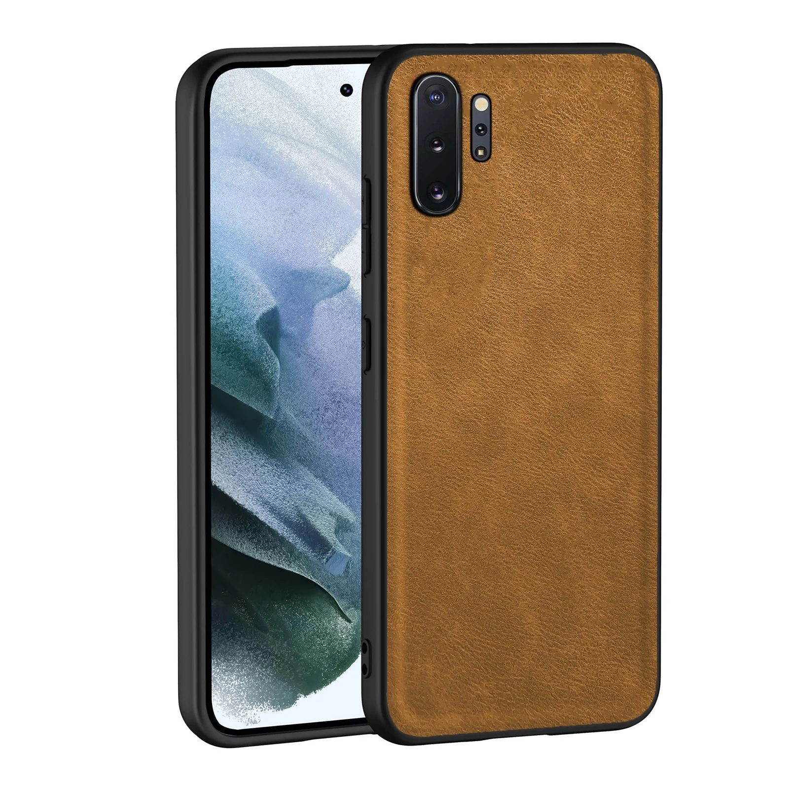 Dl3 Mobilak Case for Samsung Note 10 Plus Leather Case,Anti-Drop, Anti-Shock, Non-Slip Texture,Simple Cell Phong Cover (Dark Brown)