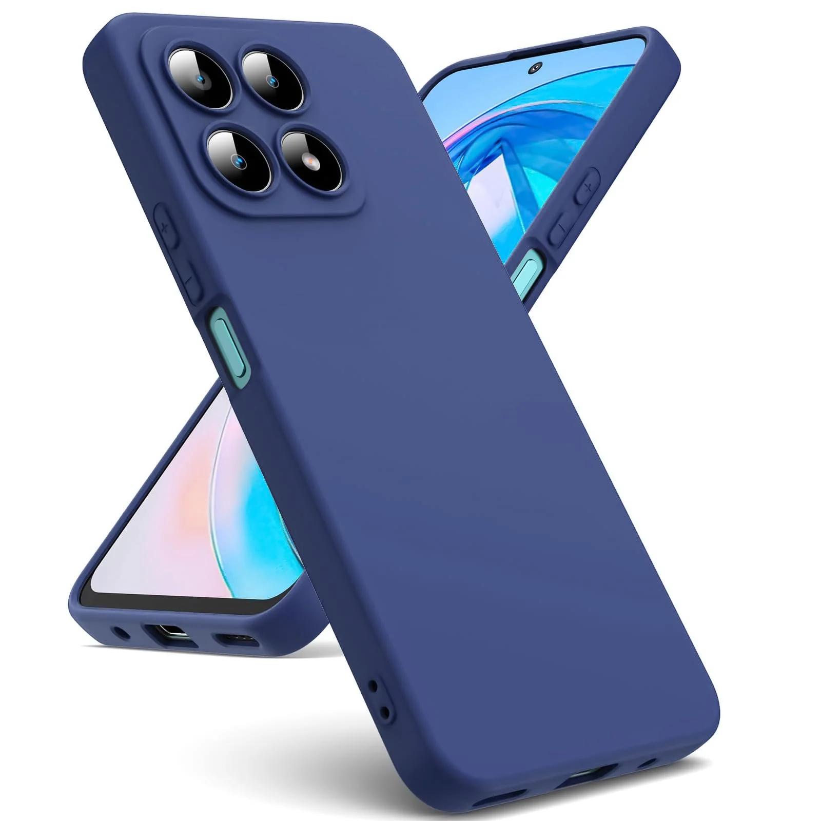DL3 Mobilak Liquid Silicone Protective Case with Soft Microfiber Lining with Full Camera Protection for Honor X8A - Blue 1