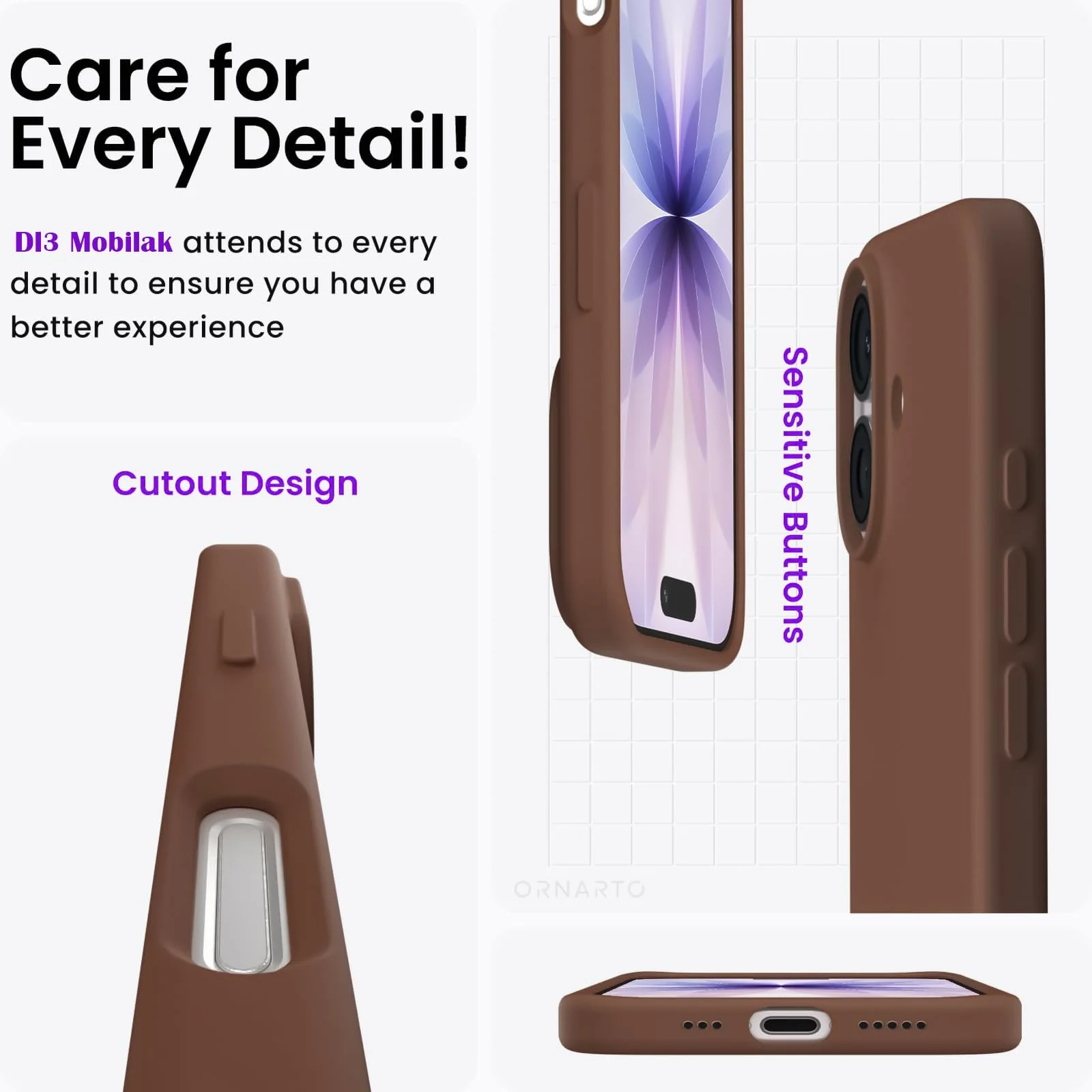 DL3 Mobilak Liquid Silicone Protective Case with Soft Microfiber Lining for iPhone 17 6.3-Inch - Light Brown