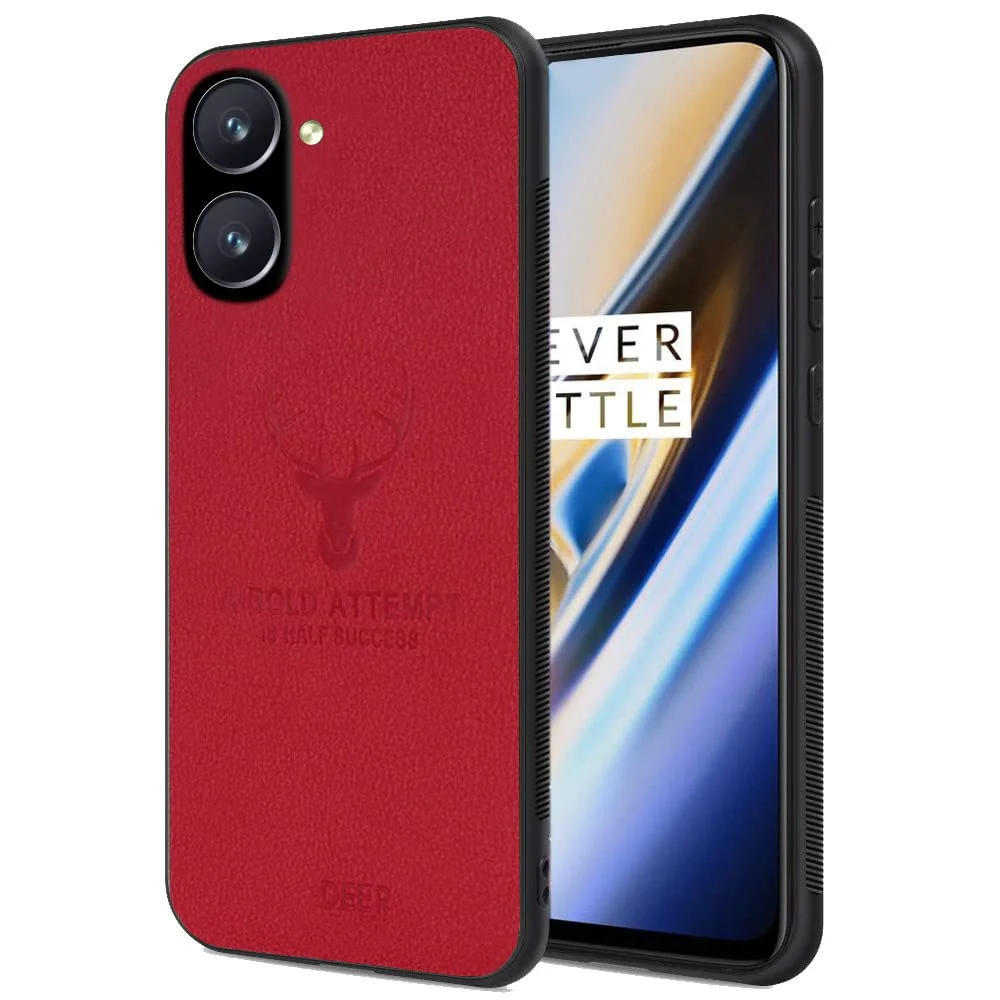 Dl3 Mobilak Case For Oppo Realme C33 4G / C33 2023Luxury Soft Texture Deer Patterned TPU Leather Protective, Dirt-Resistant, Anti-Shock, Anti-Fingerprint, Cover Full Body Protective (Blue)