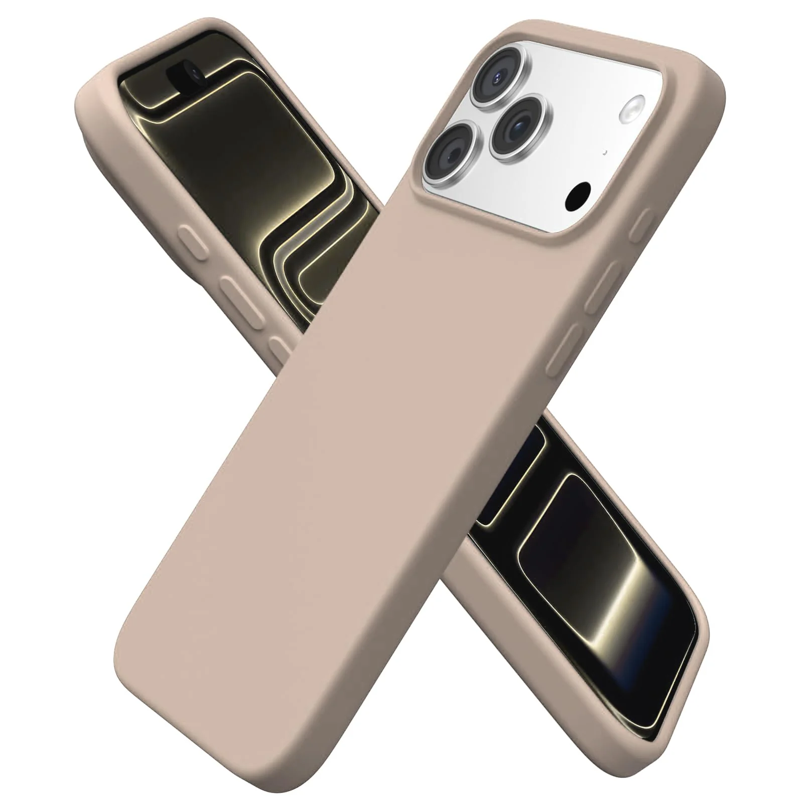 DL3 Mobilak Liquid Silicone Protective Case for iPhone 17 Pro 6.3-Inch with Microfiber Lining and Shockproof Design - Pink Sand 3