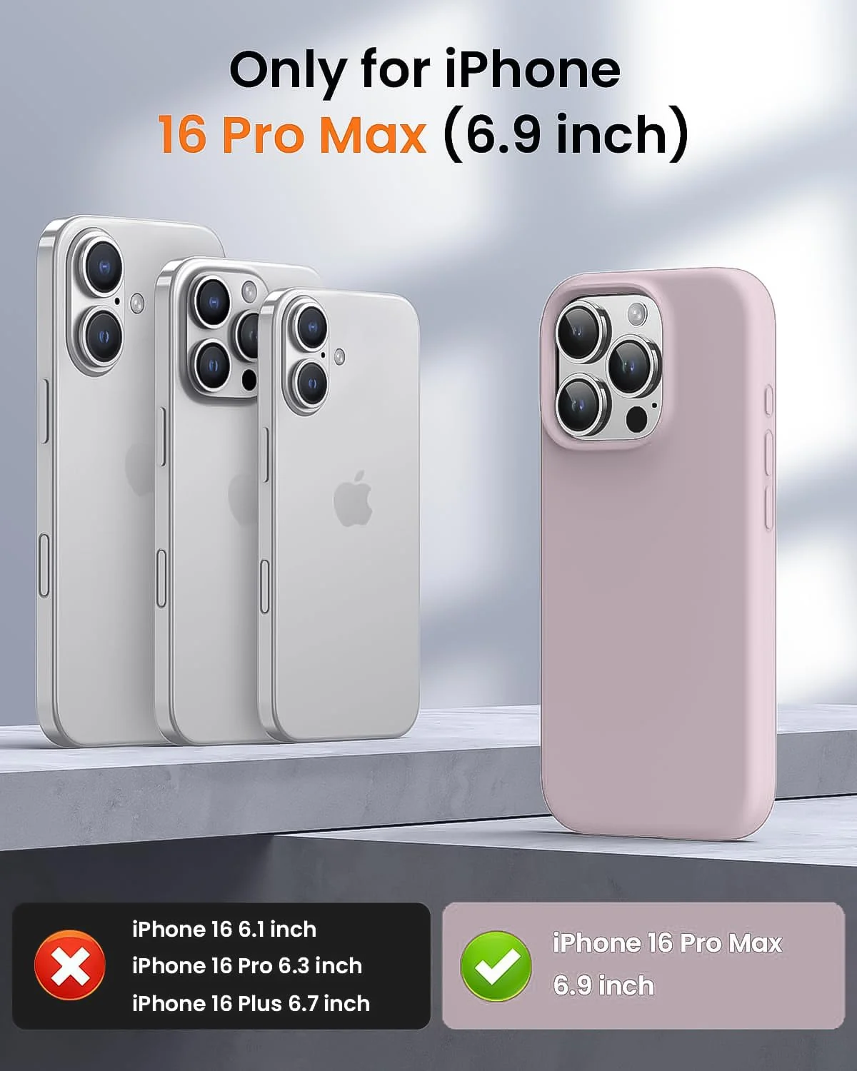 DL3 Mobilak Compatible with iPhone 16 Pro Max 6.9-inch Case, Premium Liquid Silicone Case, Full Body Protective Cover, Shockproof, Slim Phone Case, Anti-Scratch Soft Microfiber Lining - Pink Sand
