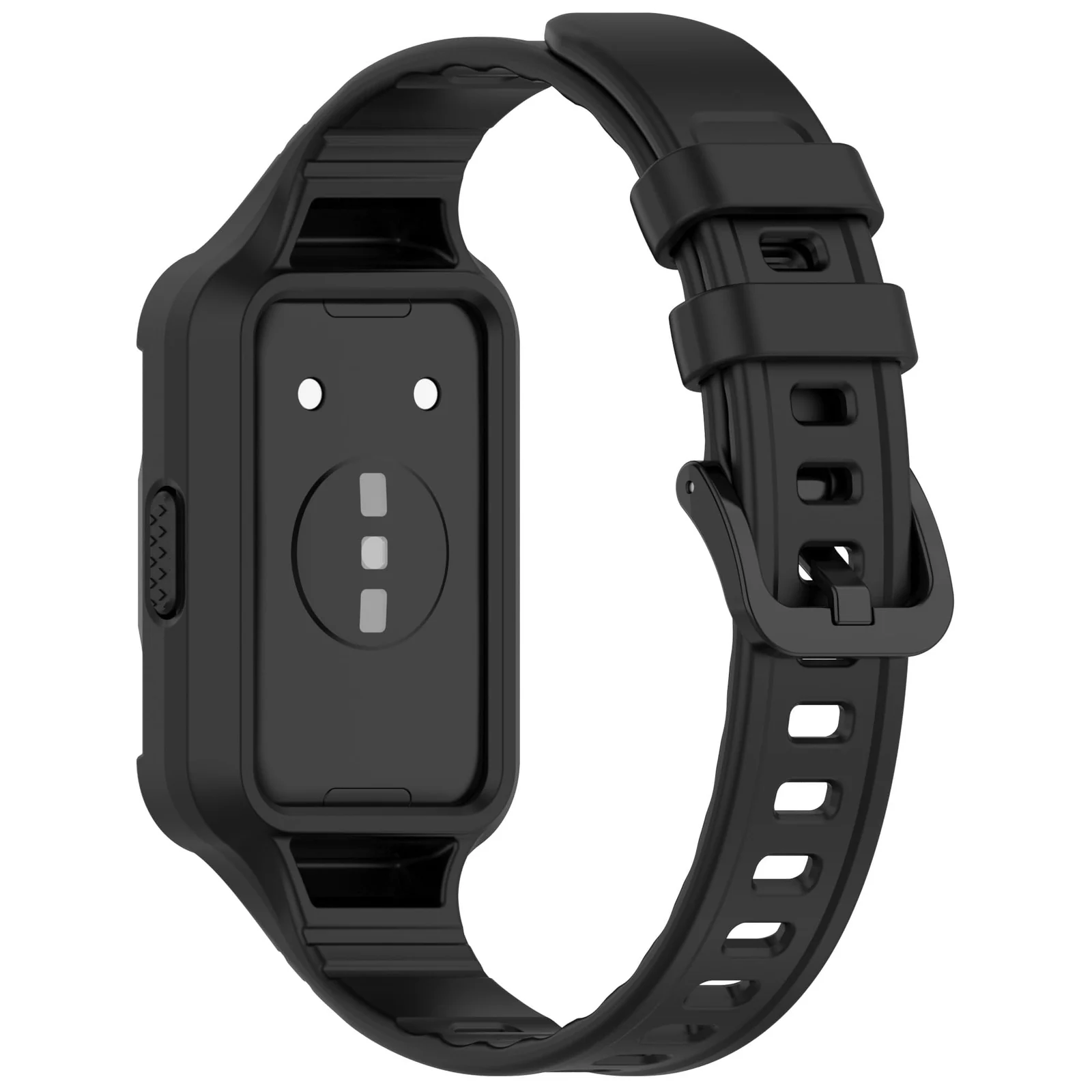 MOBIGON Rugged Silicone Strap with Bumper Case for Huawei Band 11, Black