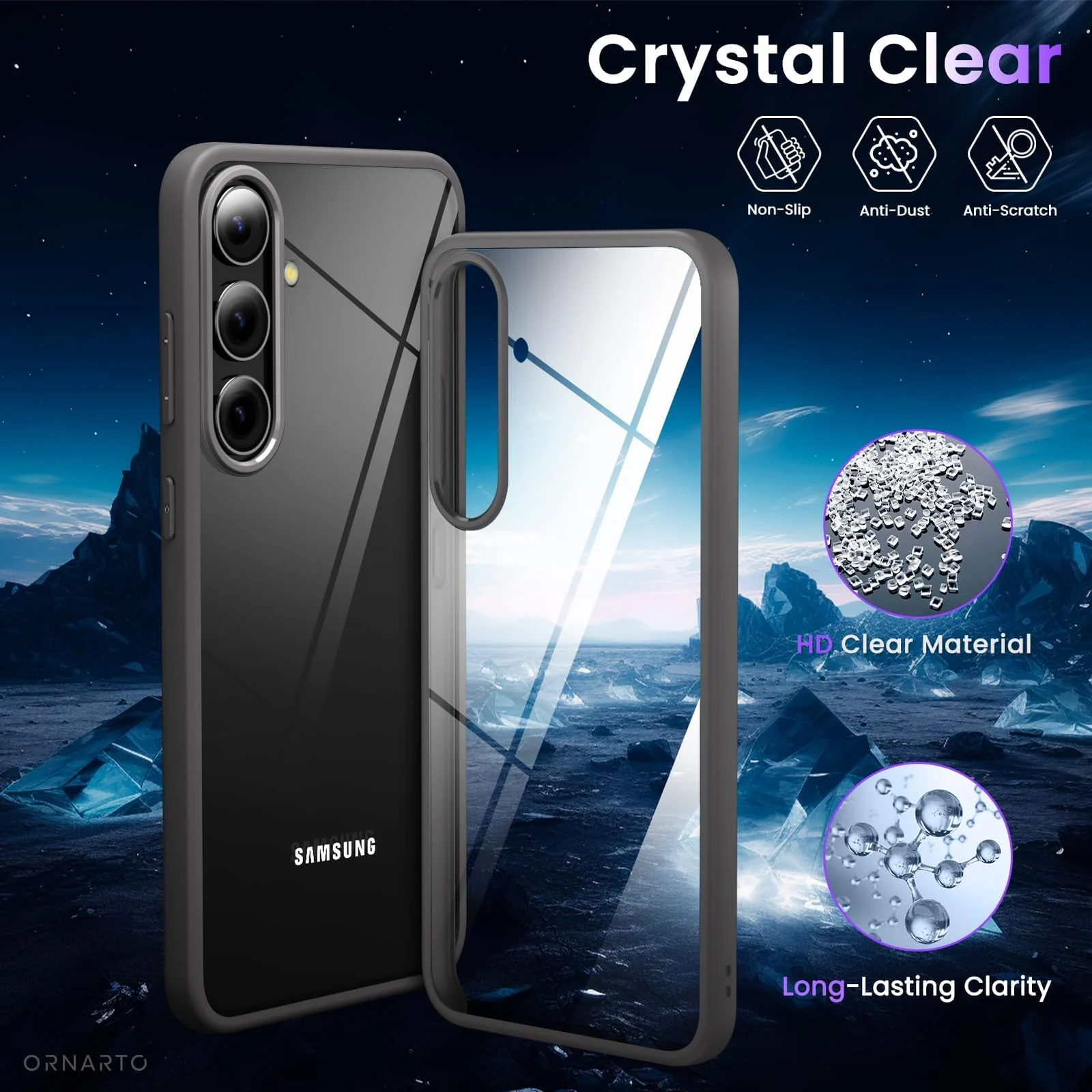 DL3 Mobilak Clear PC and TPU Protective Case for Samsung Galaxy S24 Plus with Shockproof Design and Anti-Yellowing Design - Titanium