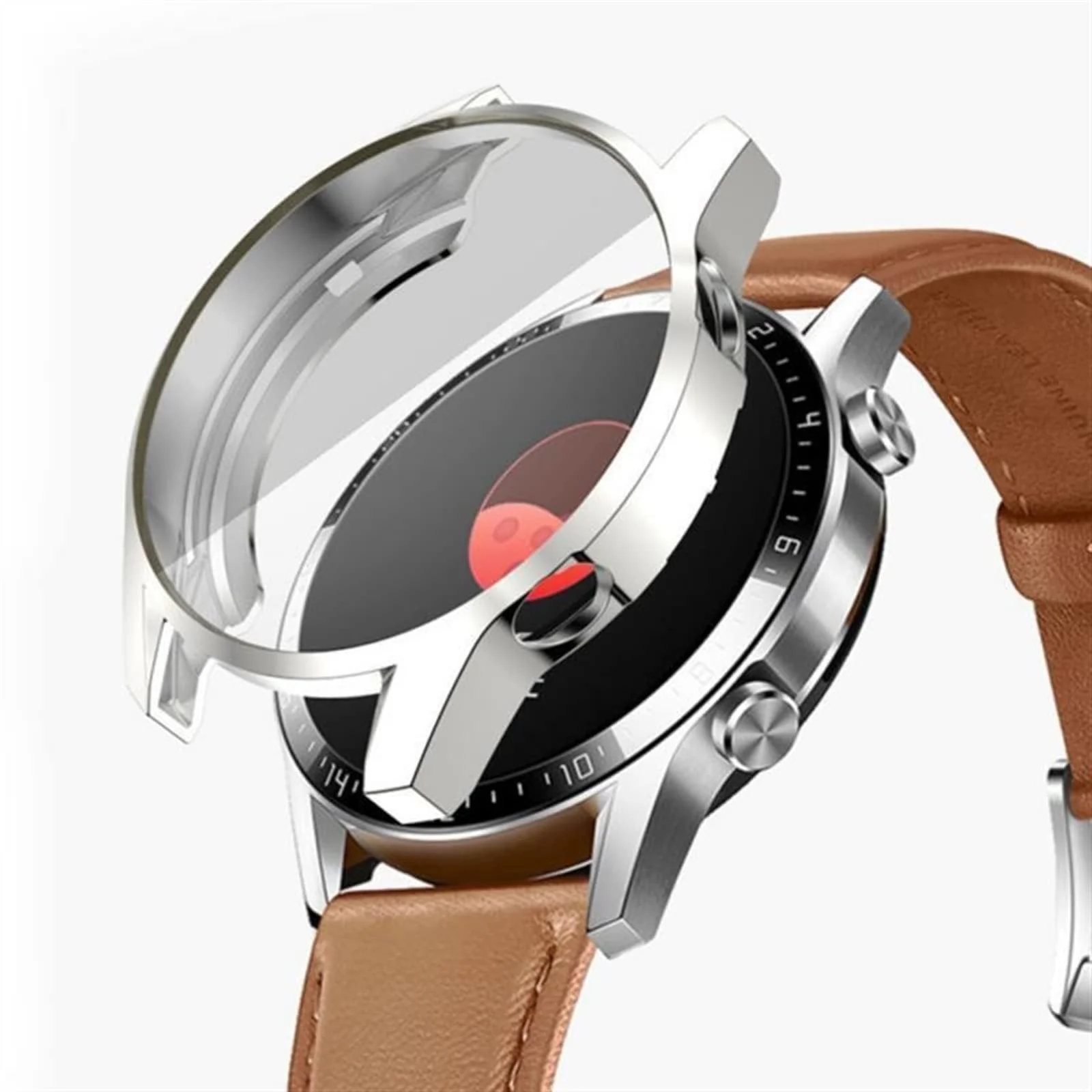 DL3 Mobilak Case Compatible with Huawei Watch GT2 46mm Case All-Around Screen Protector Watch Soft TPU Shockproof Cover Slim Guard Thin Bumper Shell Protector - Silver