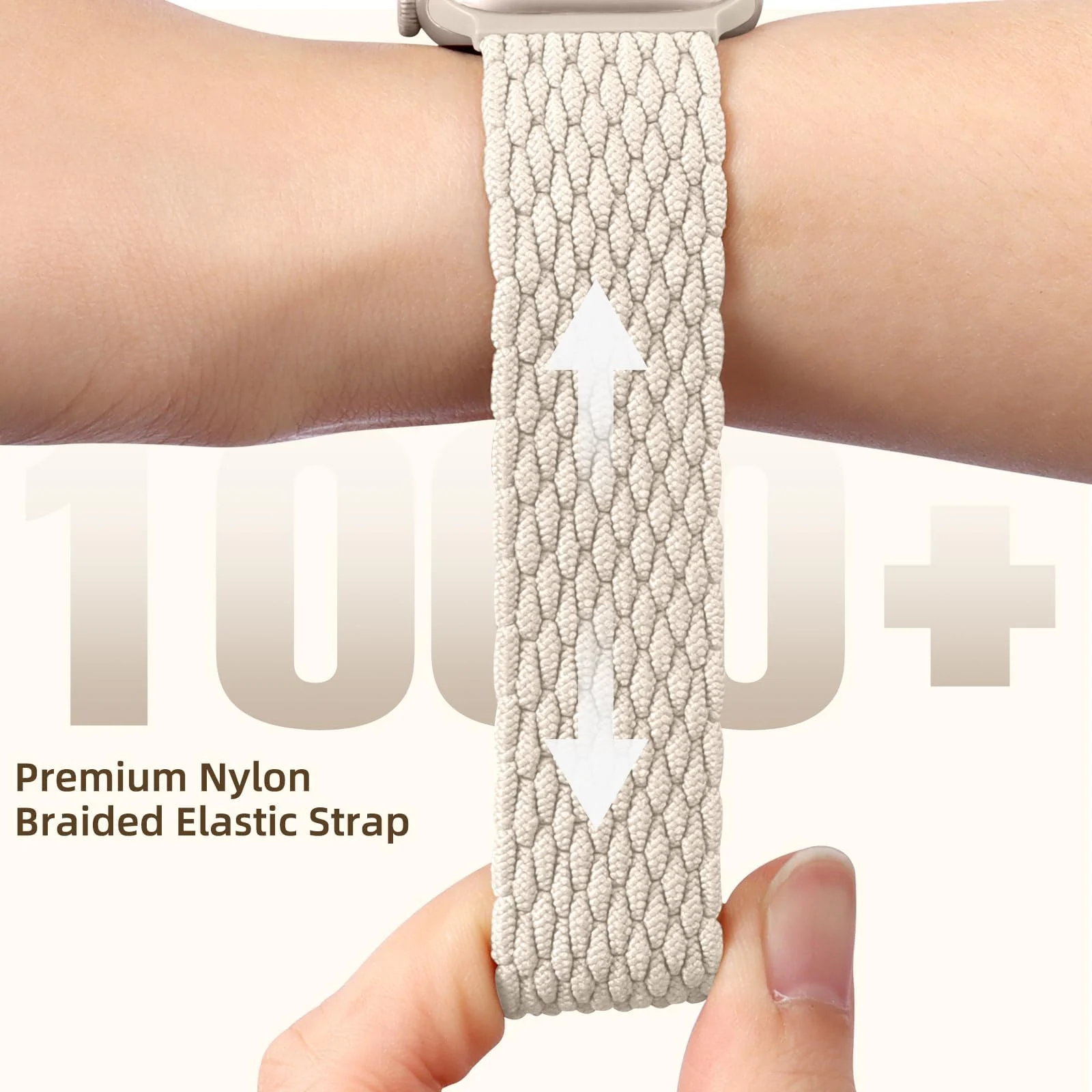 DL3 Mobilak Sport Solo Loop Compatible with Apple Watch Band 42mm 44mm 45mm 46mm 49mm for Women Men, Magnetic Strap Stretchy Braided Wristband for iWatch Series 11 10 9 8 7 6 5 4 3 Ultra 3 2 1 SE SE2 - A-Starlight