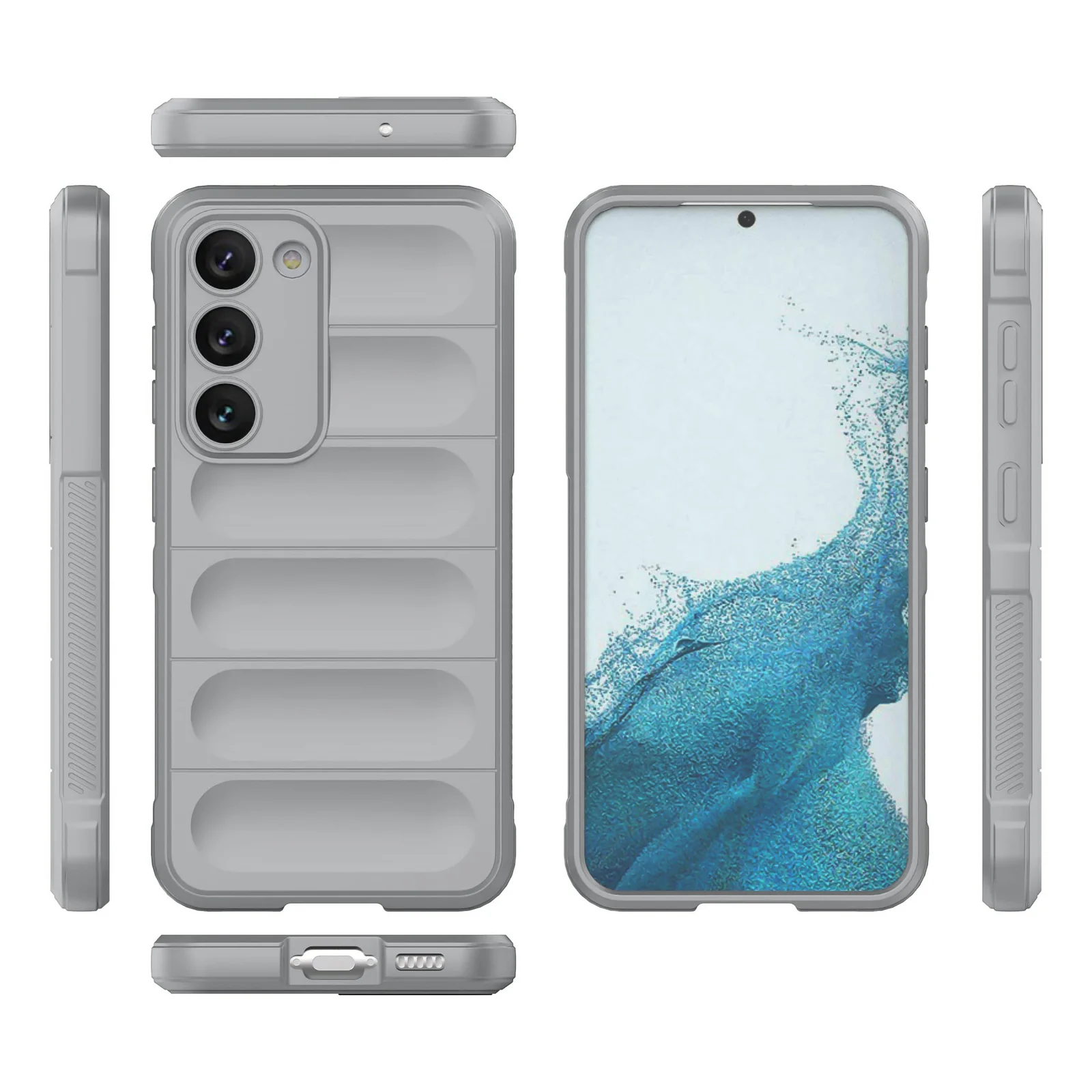 DL3 Mobilak Silicone Case for Samsung Galaxy S23 5G 6.1-Inch Heavy Duty Protective [Slim Fit] Shockproof Soft Flexible Protective Design Shock-Absorption TPU Cover With Camera Protection - Gray