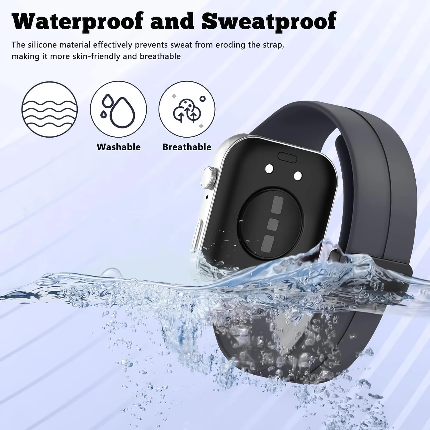 DL3 Mobilak Silicone Strap Compatible with Huawei Watch Fit 3/Watch Fit 4 Pro/Fit 4 Magnetic Metal Stainless Buckle Sport Silicone Strap, Band Quick Release Soft Replacment Wristband - Dark Gray