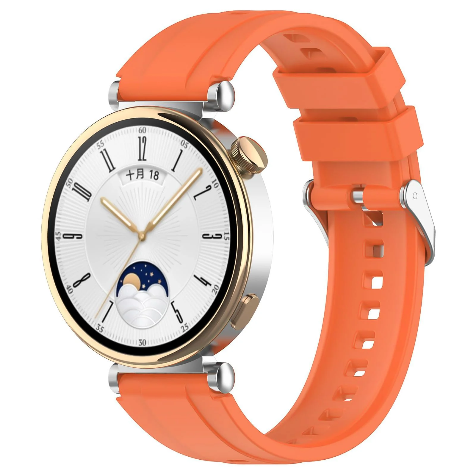 DL3 Mobilak Strap Compatible with Huawei Watch GT5 Pro 42mm / GT5 41mm / GT4 41mm / Garmin Venu 3S / Forerunner 265S / Fossil Women's Gen 6, 18mm Soft Silicone Replacement Bands - Orange