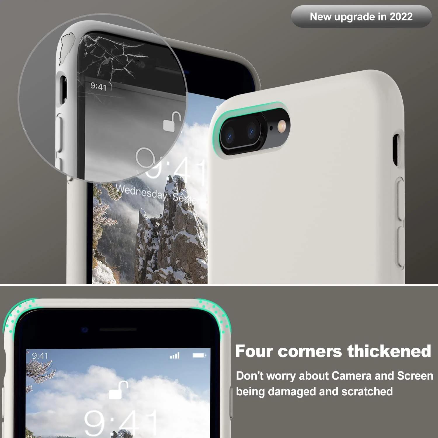 DL3 Mobilak Liquid Silicone Protective Case with Soft Microfiber Lining for iPhone 7 Plus / iPhone 8 Plus - Stone