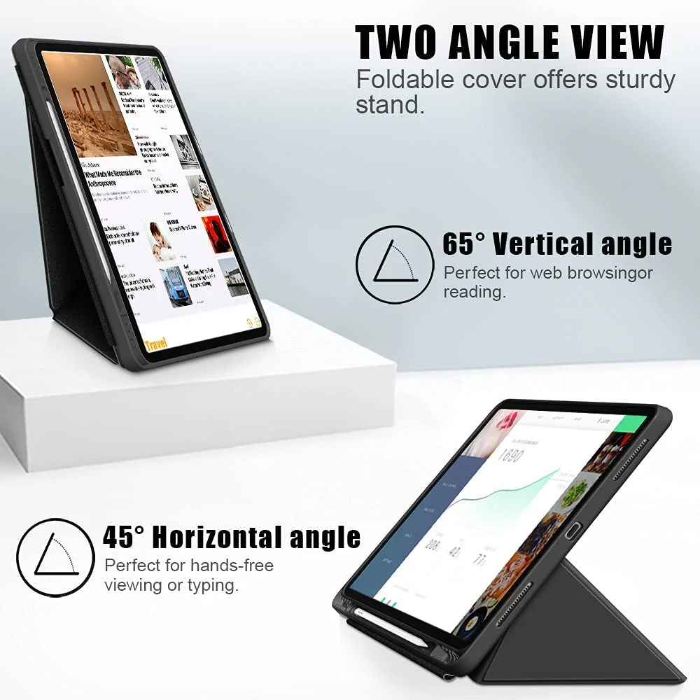 DL3 Mobilak Compatible with iPad Pro 11 Inch Case 2022(4th Gen)/2021(3rd Gen)/2020(2nd Gen) Case, Smart Stand, Pencil Holder, Shockproof Slim Lightweight Leather Cover, Modern Abstract Design - Black