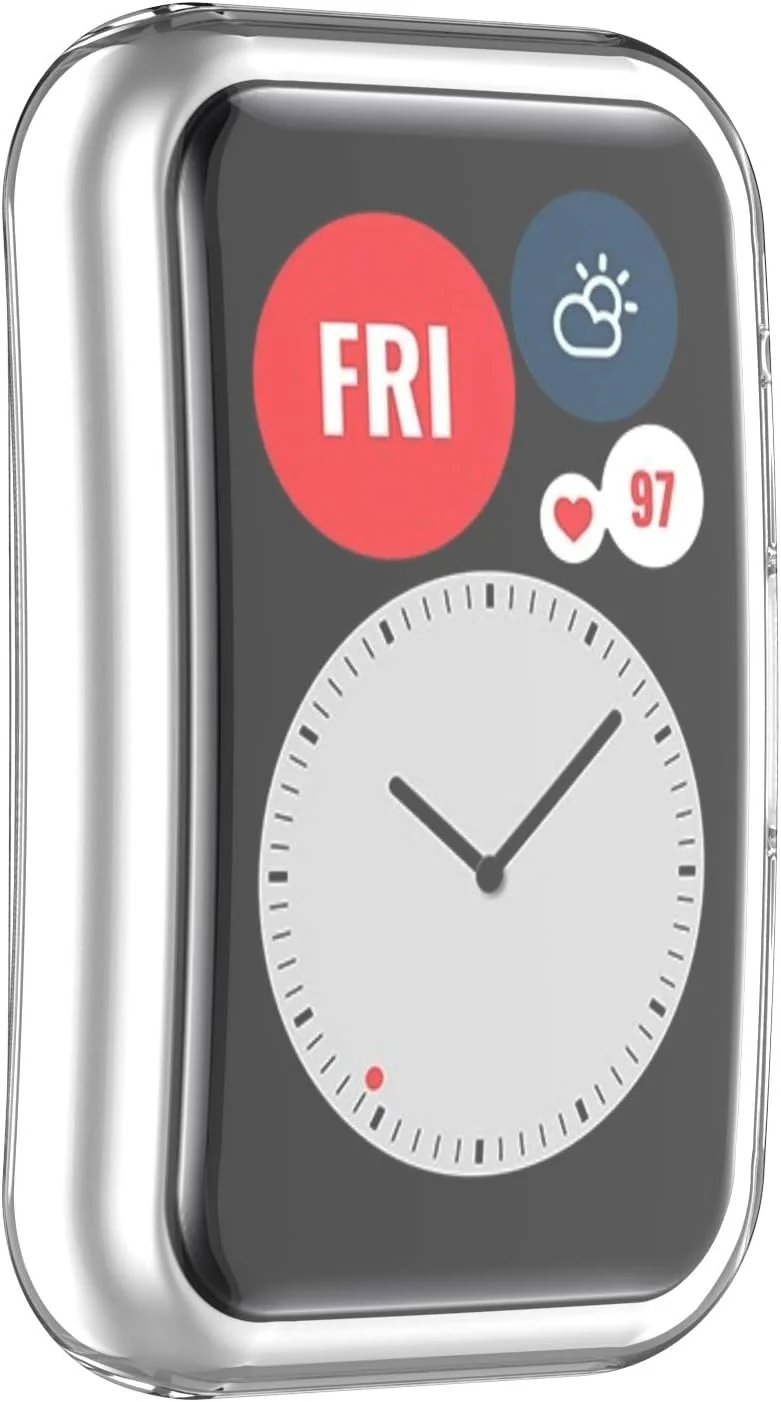 DL3 Mobilak Case Compatible withHuawei Watch Fit Case All-Around Screen Protector Watch Soft TPU Shockproof Cover Slim Guard Thin Bumper Shell Protector - Silver