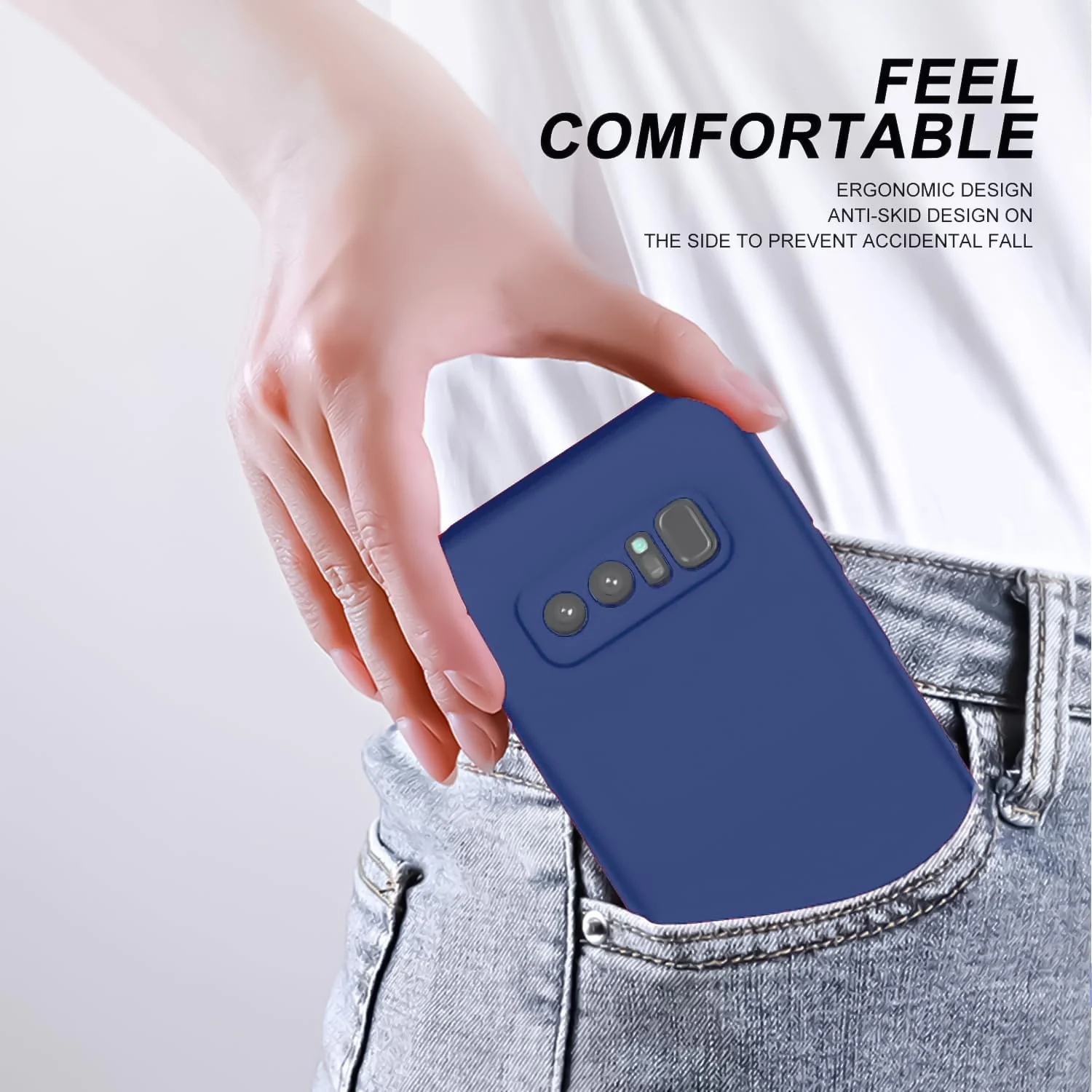DL3 Mobilak Liquid Silicone Protective Case with Soft Microfiber Lining with Full Camera Protection for Samsung Galaxy Note 8 - Blue 1