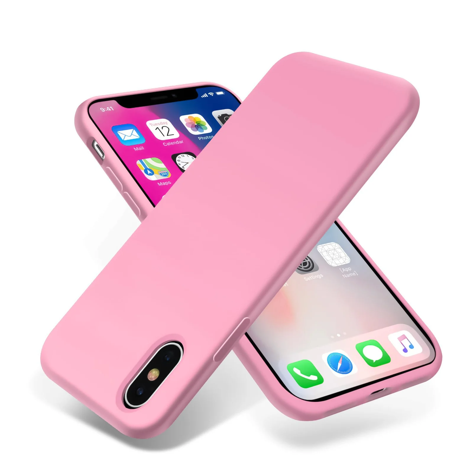 DL3 Mobilak Liquid Silicone Case for iPhone XS Max, Shock-absorbing protection, Scratch-resistant surface, Soft microfiber lining - B.pink