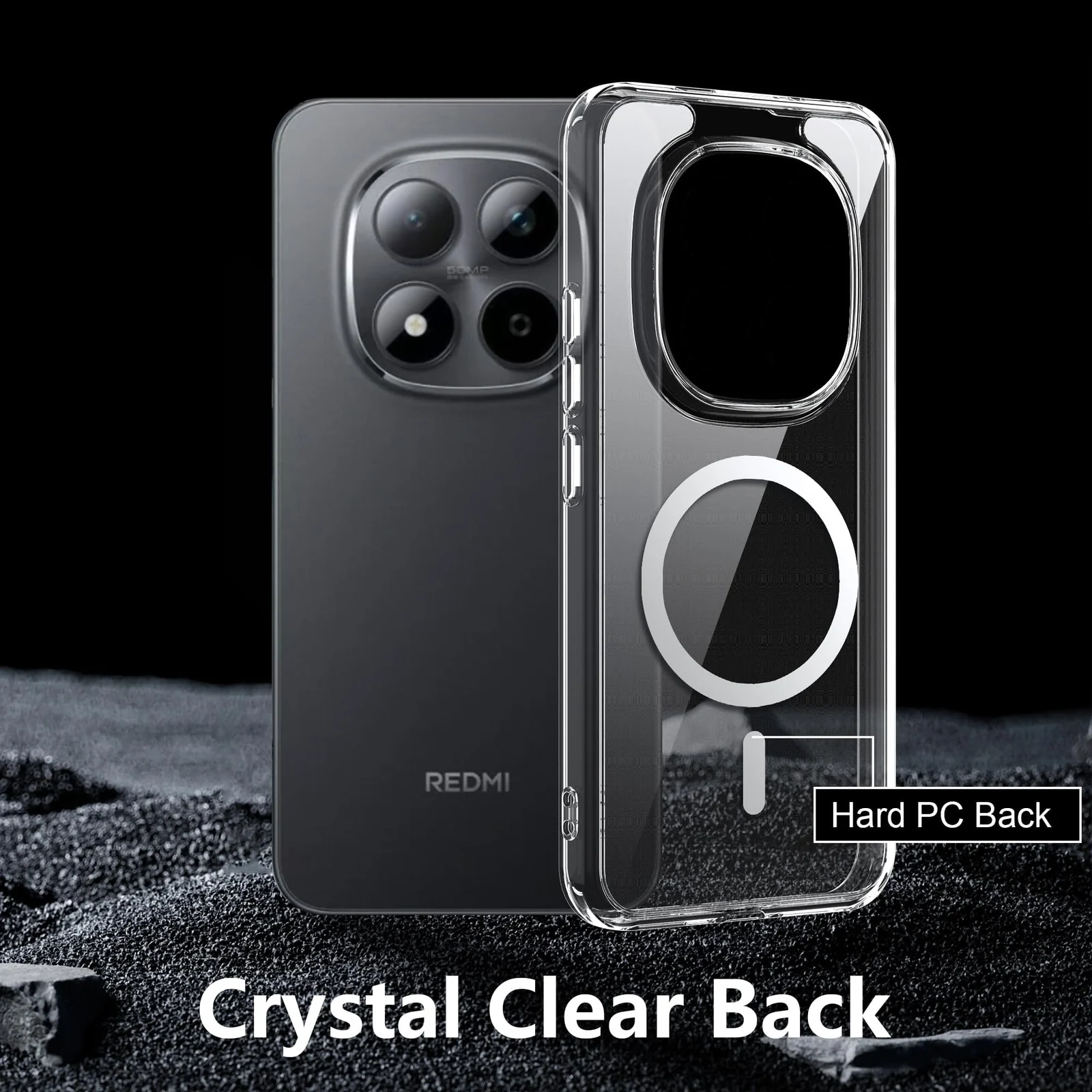 MOBIGON Slim Magnetic MagSafe-Compatible Phone Case for Xiaomi Redmi Note 15 Pro 5G, Clear