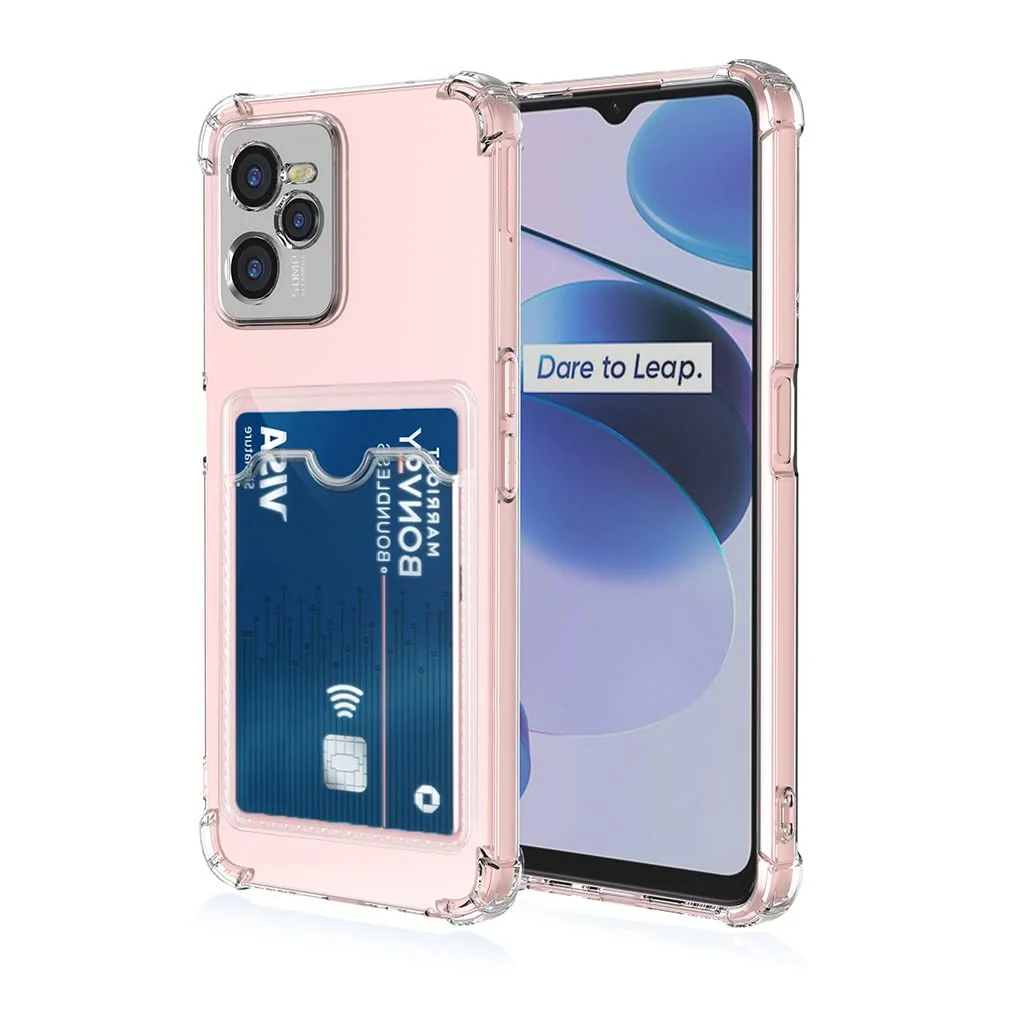 DL3 Mobilak Wallet Phone Case for OPPO realme C35 / Narzo 50A Prime Upgrade Card Slot Case Slim Fit Protective Soft TPU Shockproof Cover with Cute Card Holder - Transparent