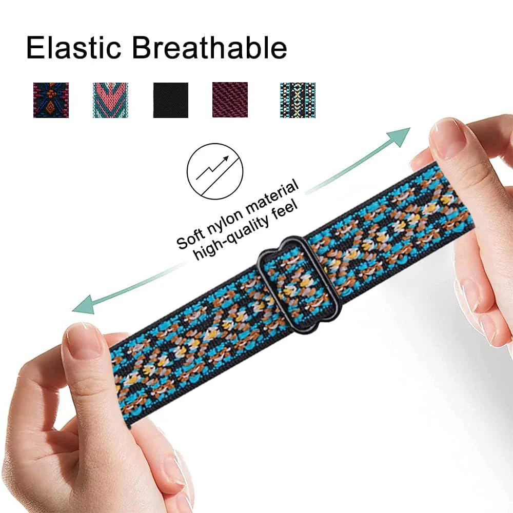 DL3 Mobilak Elastic Straps Compatible with Xiaomi Redmi Watch 3 (Not for Redmi Watch 3 Lite/Active) Men Women, Adjustable Stretchy Bracelets Sport Nylon Replacement Bracelet - Embroidery Blue
