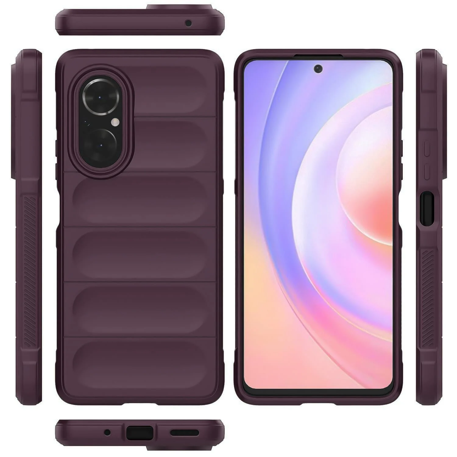 DL3 Mobilak Flexible Silicone and TPU Protective Case with Camera Protection for Huawei Nova 9 SE / Honor 50 SE - Wine Red