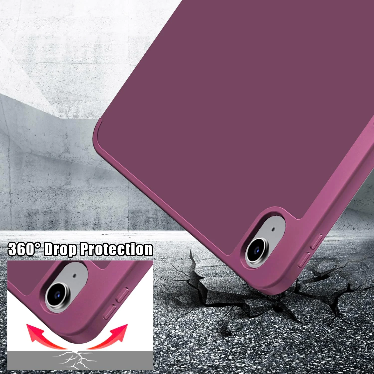 DL3 Mobilak Compatible with iPad Air 5/4 (2022/2020 5th/4th Generation 10.9-Inch) Case, Smart Stand, Pencil Holder, Shockproof Slim Lightweight Leather Cover, Modern Abstract Design - Wine Red