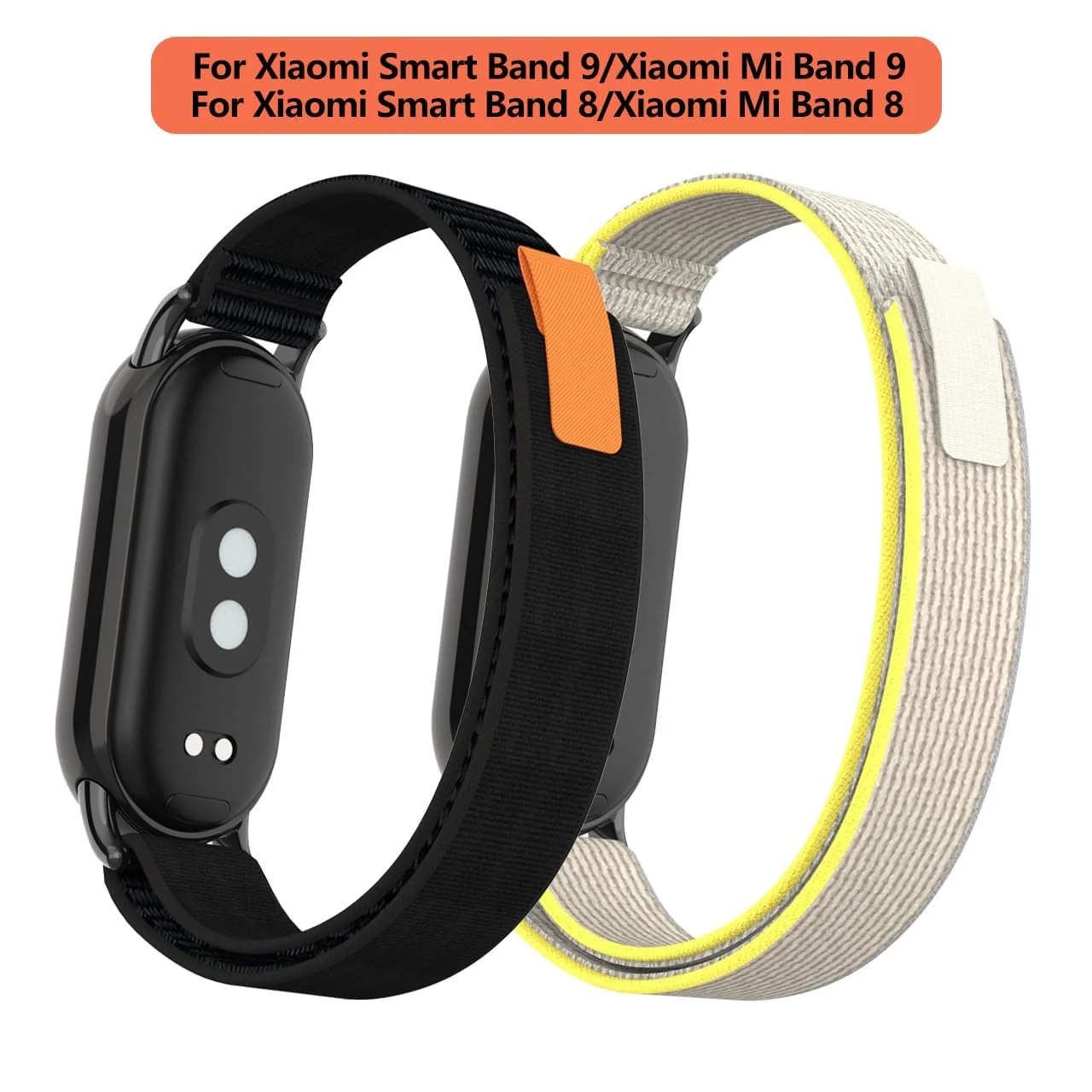 DL3 Mobilak Sport Bands Nylon For Xiaomi Mi Band 10/9/8 Men Women, Adjustable Elastic Breathable Soft Stretchy Wristband Loop Replacement Strap for Xiaomi Smart Band 8/9/10 - Starlight