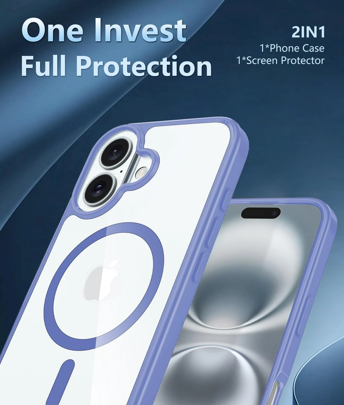 DL3 Mobilak Clear MagSafe-Compatible Magnetic Case for iPhone 16 with Military-Grade Protection - Sierra Blue