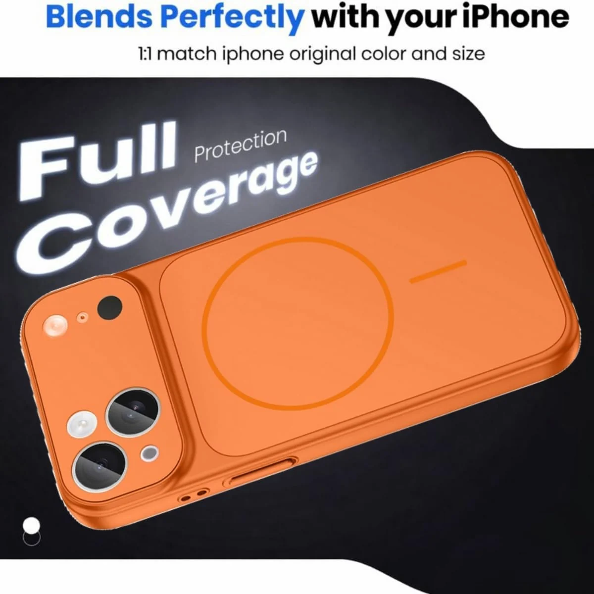 DL3 Mobilak Case for iPhone 11, Converter Design Cover, Compatible With MagSafe, Case with Glass Camera Panel, Built-in Camera Guard, Slim Shockproof Cover - Orange